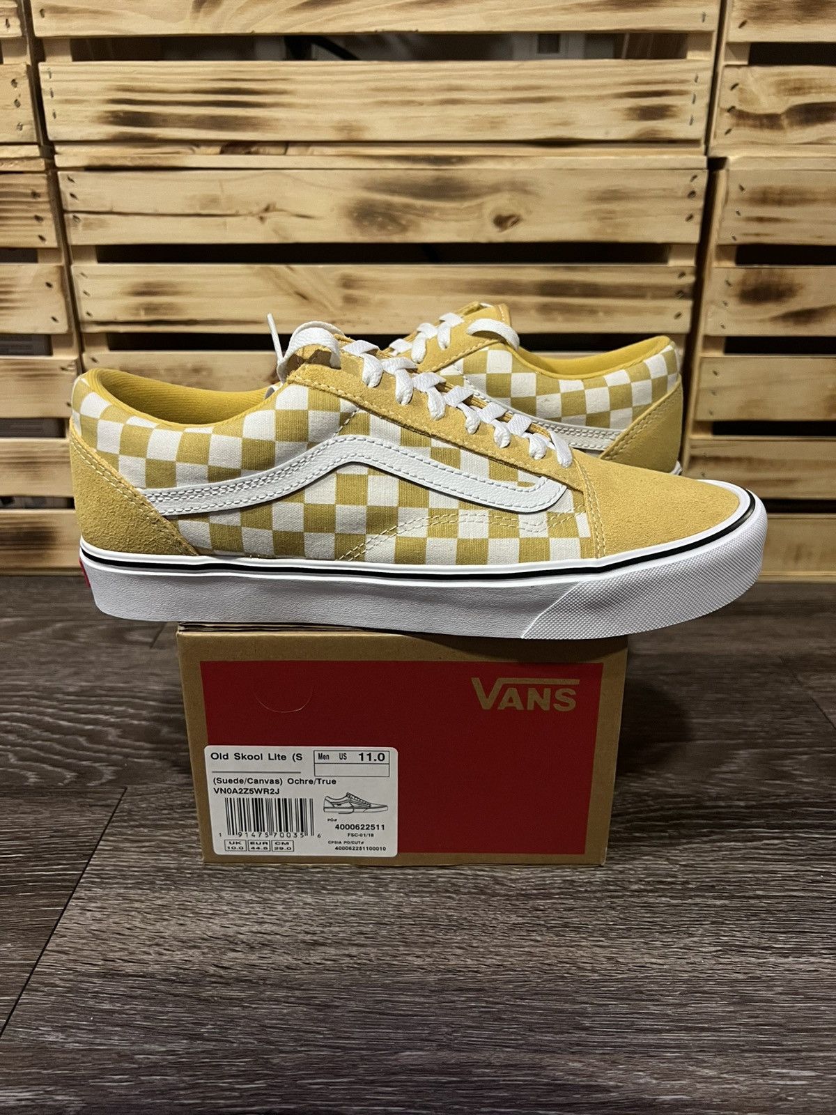 Vans Vans Old Skool Lite “Off The Wall” Ochre Yellow Checkerboard Size US 11 / EU 44 - 2 Thumbnail