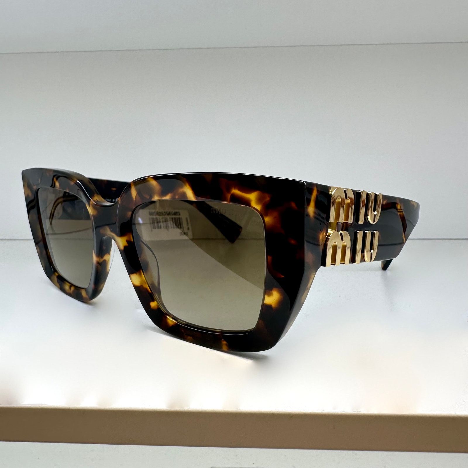 Miu Miu New MIU MIU Sunglasses Brown Square 2025 Gold Metal Logo Size ONE SIZE - 3 Thumbnail