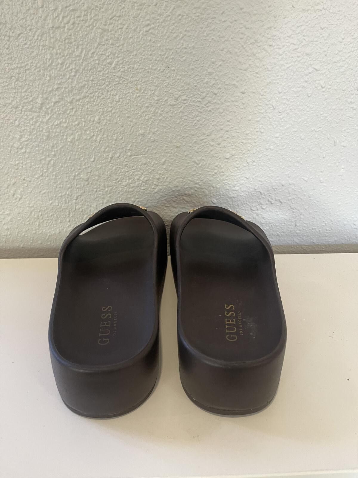 Guess Guess Brown Slide Sandals with Gold Logo Accent Size US 7.5 / IT 37.5 - 3 Thumbnail