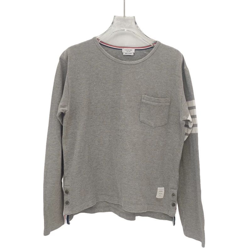 Thom Browne Thom browne Gray classic four-bar cotton round-neck long-sl Size US L / EU 52-54 / 3 - 1 Thumbnail