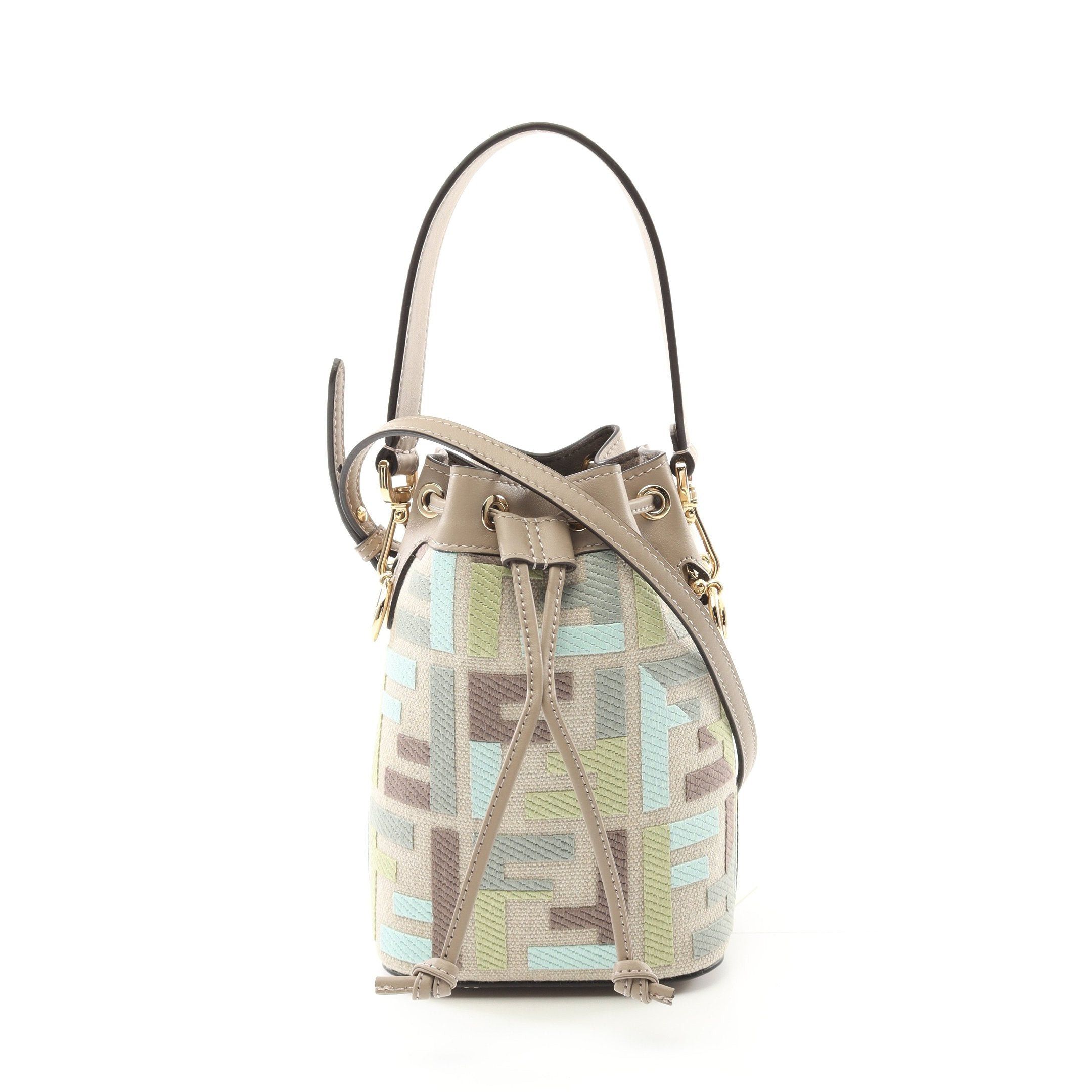 Fendi Fendi Mini Mon Tresor Handbag Canvas Leather Beige Gray Multicolor Size ONE SIZE - 1 Thumbnail