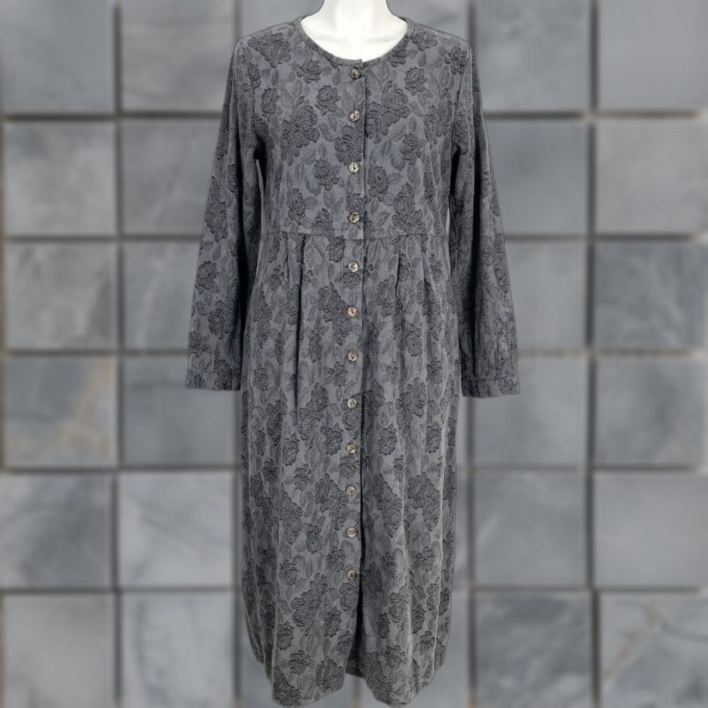 Vintage VINTAGE IVY Midi Dress PS Petite Gray Floral Long Sleeve Button Cottage Prairie Dress Size S / US 4 / IT 40 - 1 Thumbnail
