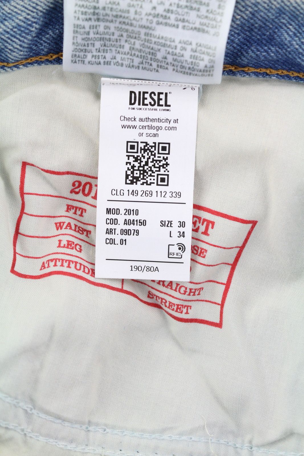 Diesel 2010 09D79 W30/L34 Loose Straight Washed Jeans 40913 Size US 30 / EU 46 - 13 Thumbnail