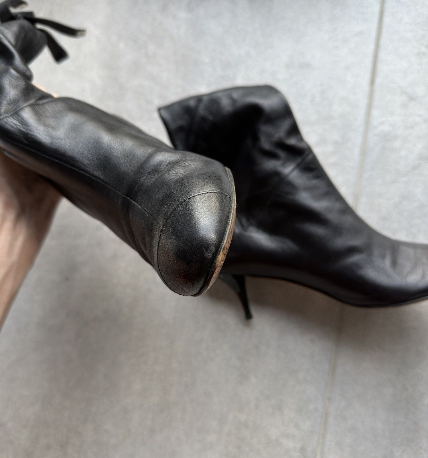 Chanel Chanel Vintage Leather Mid Calf Kitten Heel Boots 2000`s Size US 8 / IT 38 - 6 Thumbnail