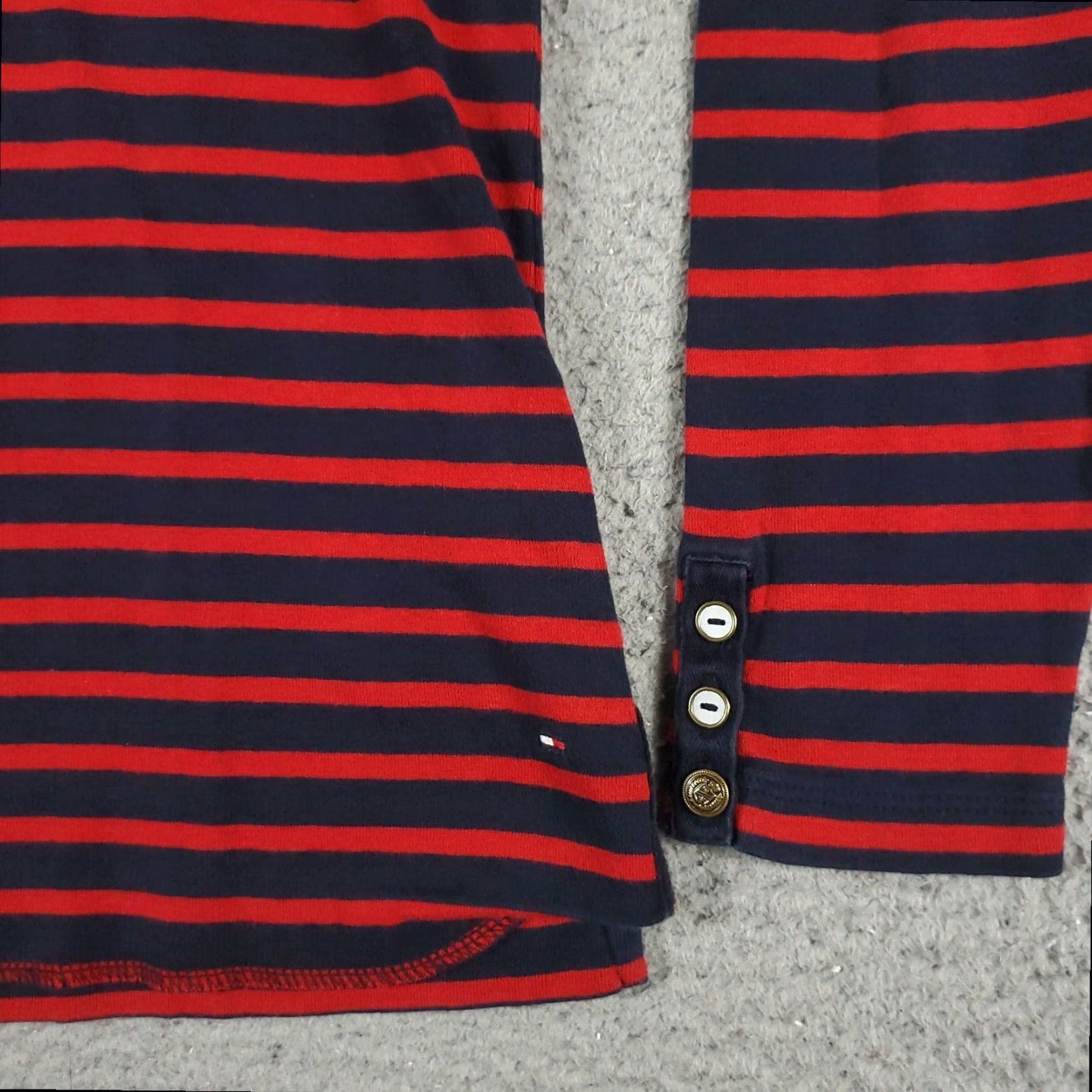 Tommy Hilfiger Tommy Hilfiger Womens Shirt Medium Red Blue Striped High Neck Pullover Size M / US 6-8 / IT 42-44 - 4 Thumbnail