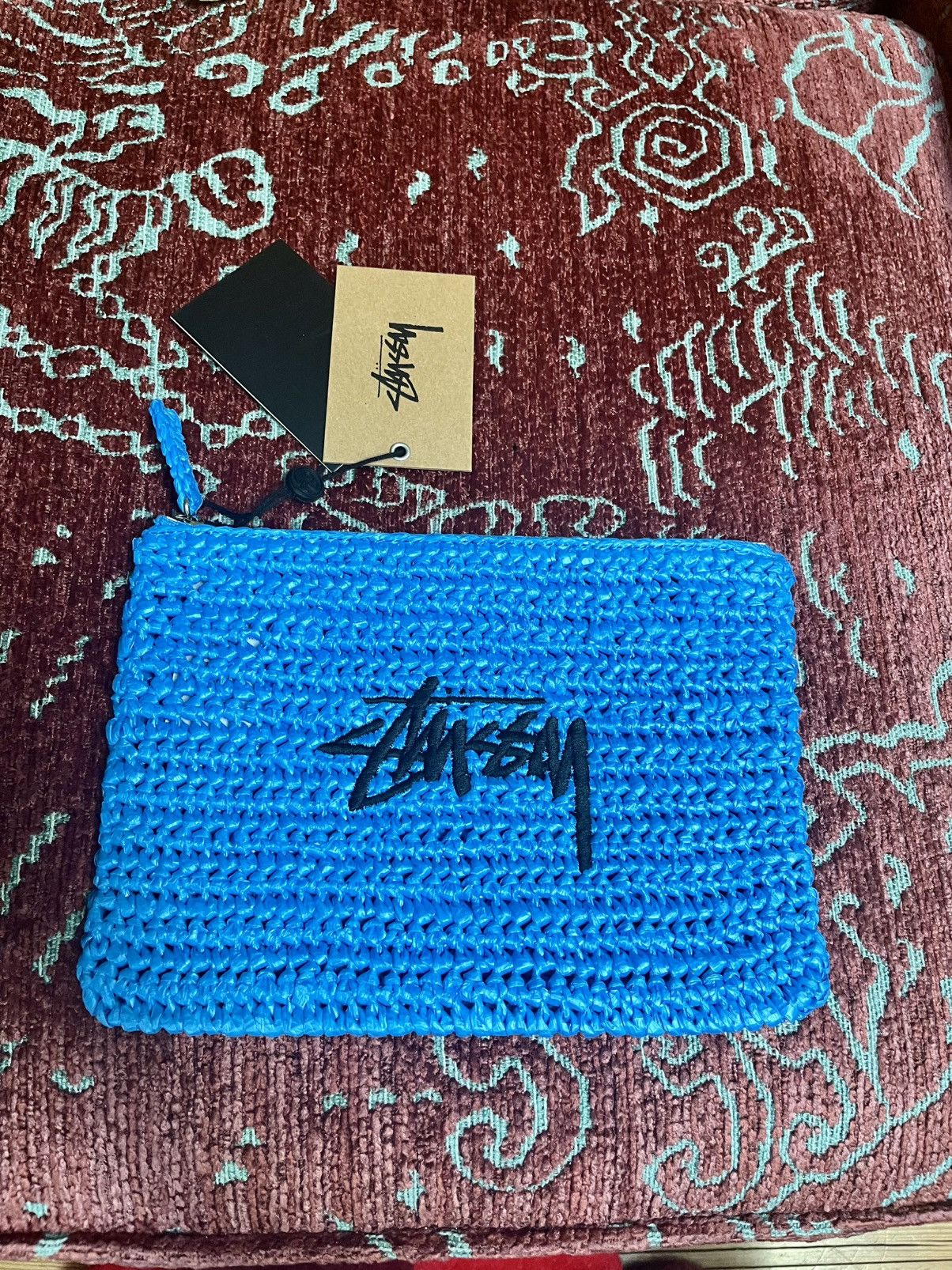 超希少］stussy RAFFIA POUCH WOVEN ZIP 【公式通販】