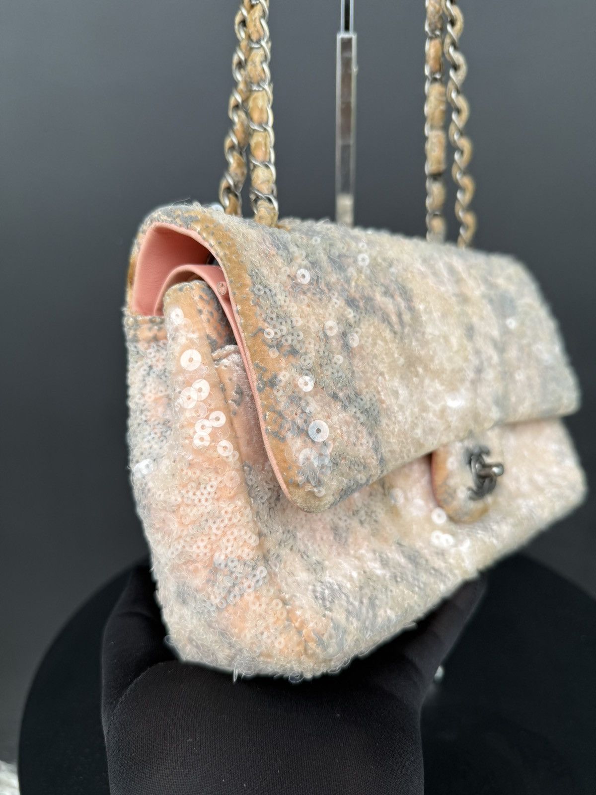 Chanel Chanel - Pink Sequined Small Double Flap Shoulder Bag Size ONE SIZE - 5 Thumbnail