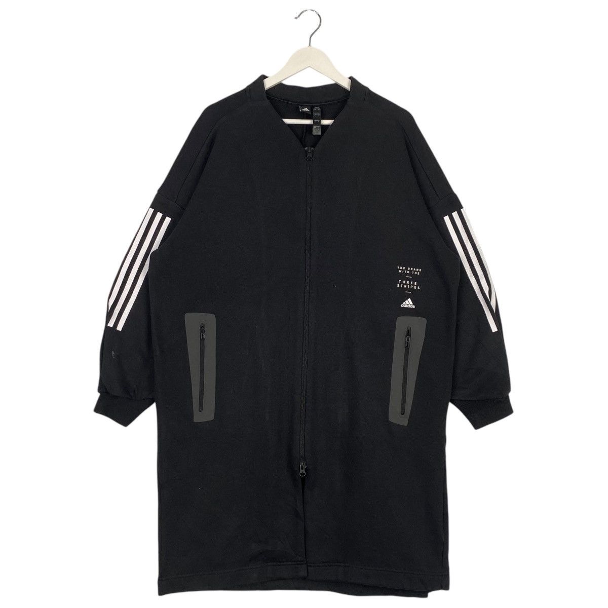 Adidas × Vintage Vintage Adidas Big Stript 3 Lines Full Zip Sweatshirt Black Size US XL / EU 56 / 4 - 1 Thumbnail