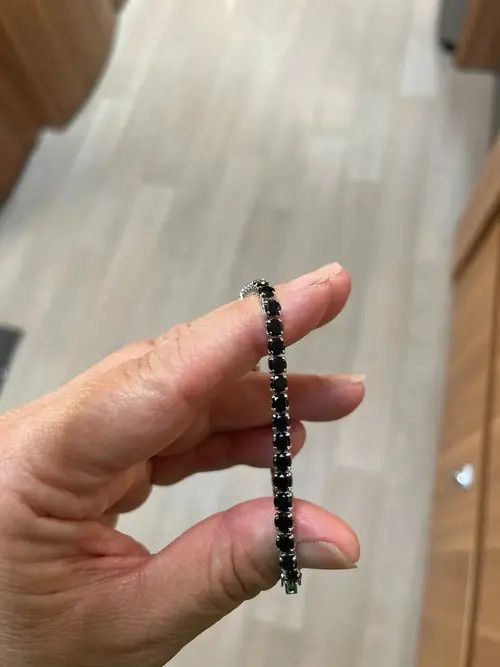 VIBE 4mm Tennis Chain Sterling Silver Black Zirconia Bracelet Size ONE SIZE - 4 Thumbnail