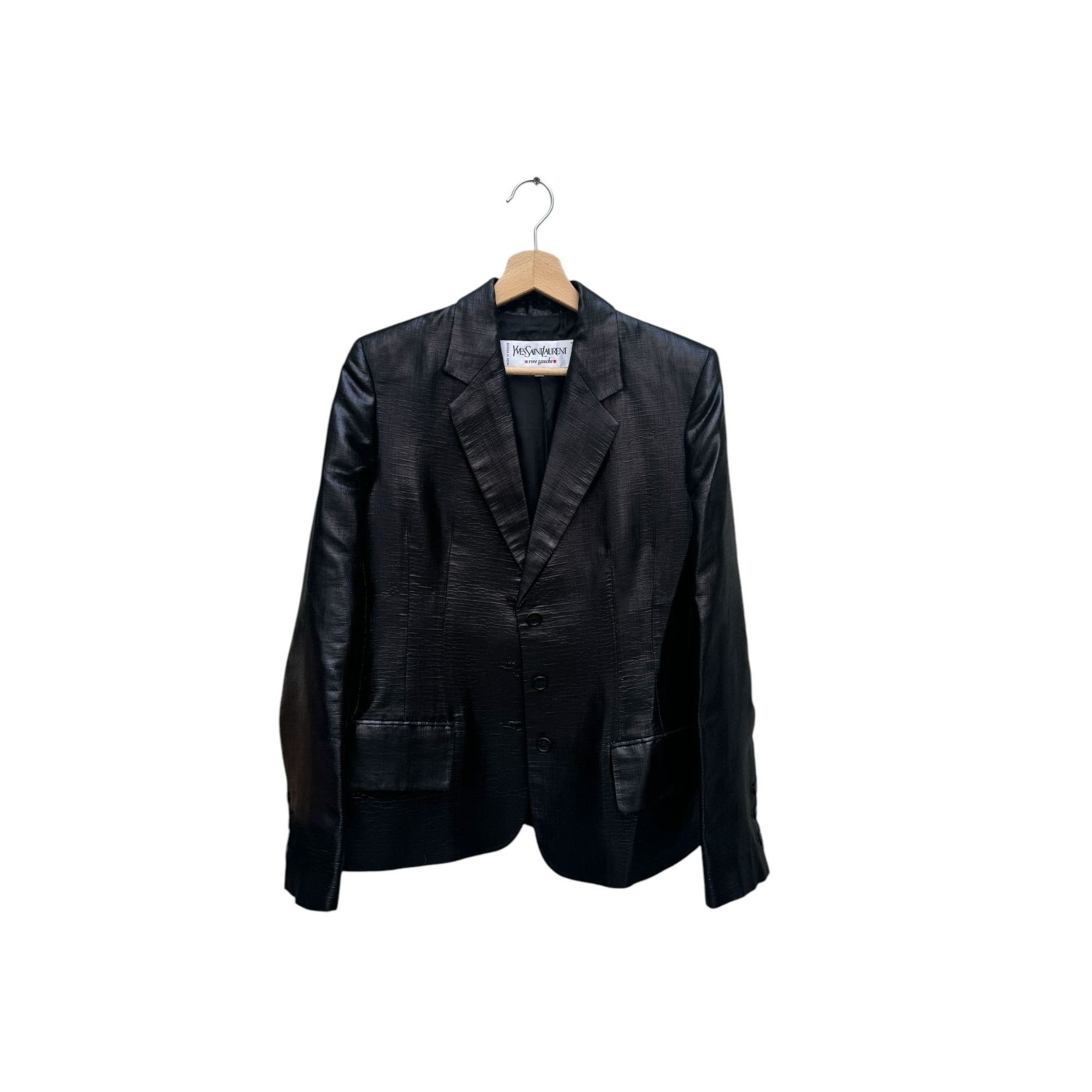 Yves Saint Laurent 1980s Black Lamé Blazer Jacket Size M / US 6-8 / IT 42-44 - 1 Thumbnail