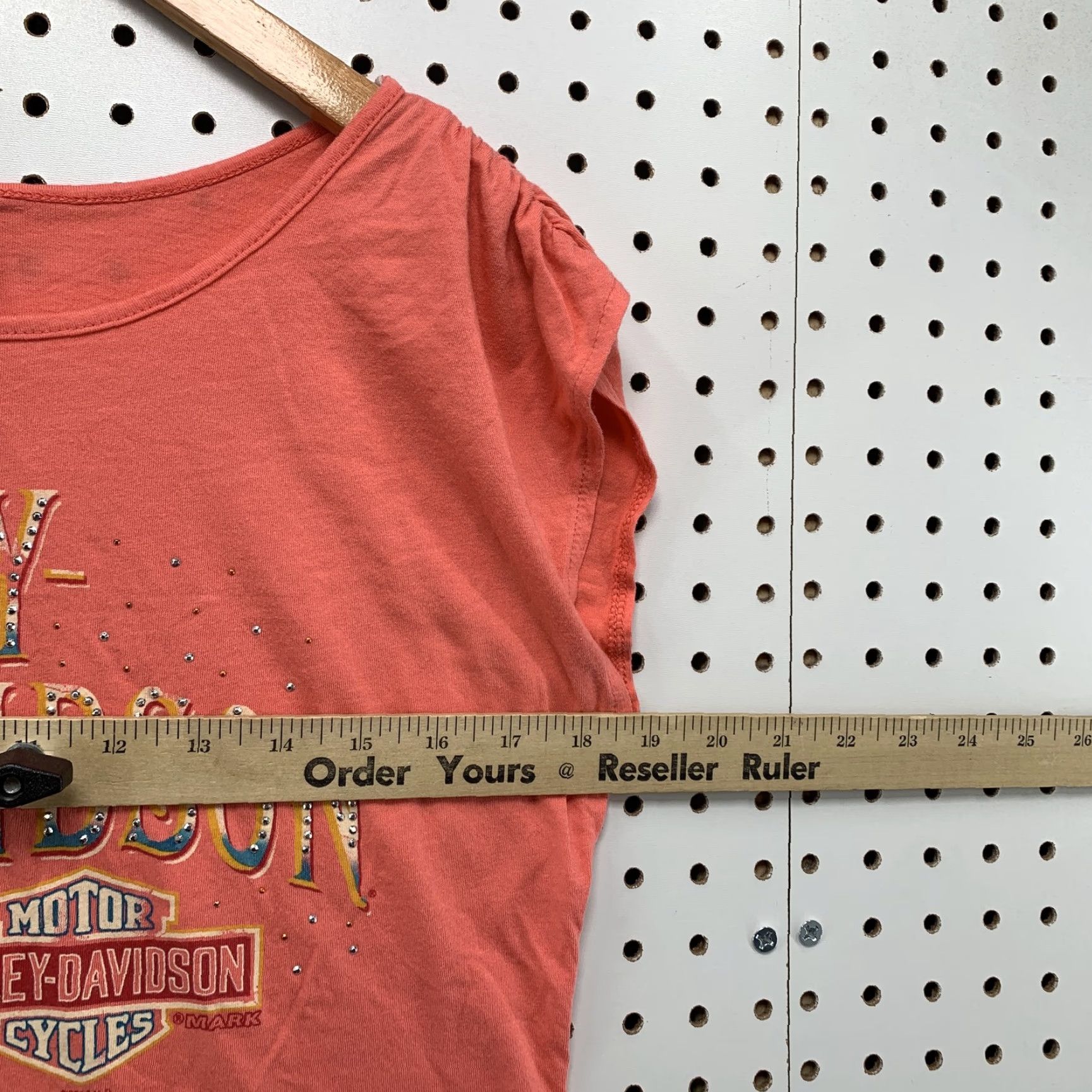 Harley Davidson Harley-Davidson Women's Coral T-Shirt Medium Made in USA Solid Crew Neck Casual Spring Summer Mens Size M / US 6-8 / IT 42-44 - 4 Thumbnail