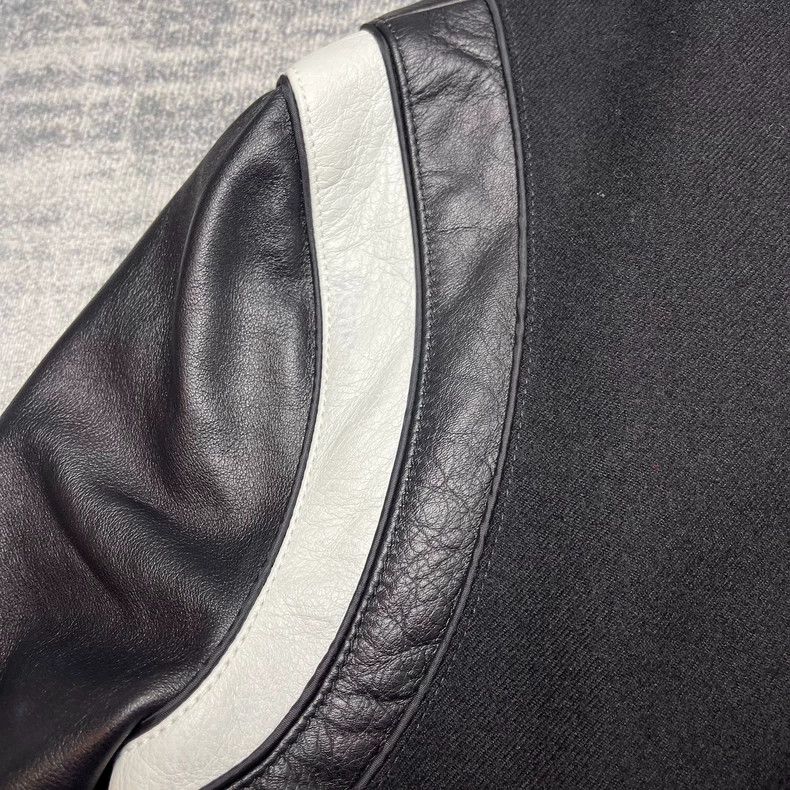 Givenchy Givenchy Black and White Wool Baseball Jacket with Leather Size US L / EU 52-54 / 3 - 3 Thumbnail