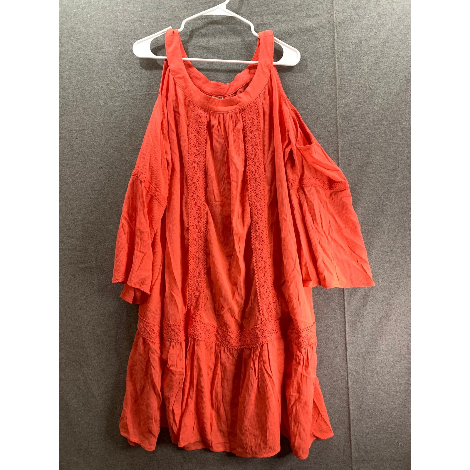 Other Terra & Sky Dress Women Size 1X Orange Cold Shoulder Size XXL / US 16-18 / IT 52-54 - 1 Thumbnail