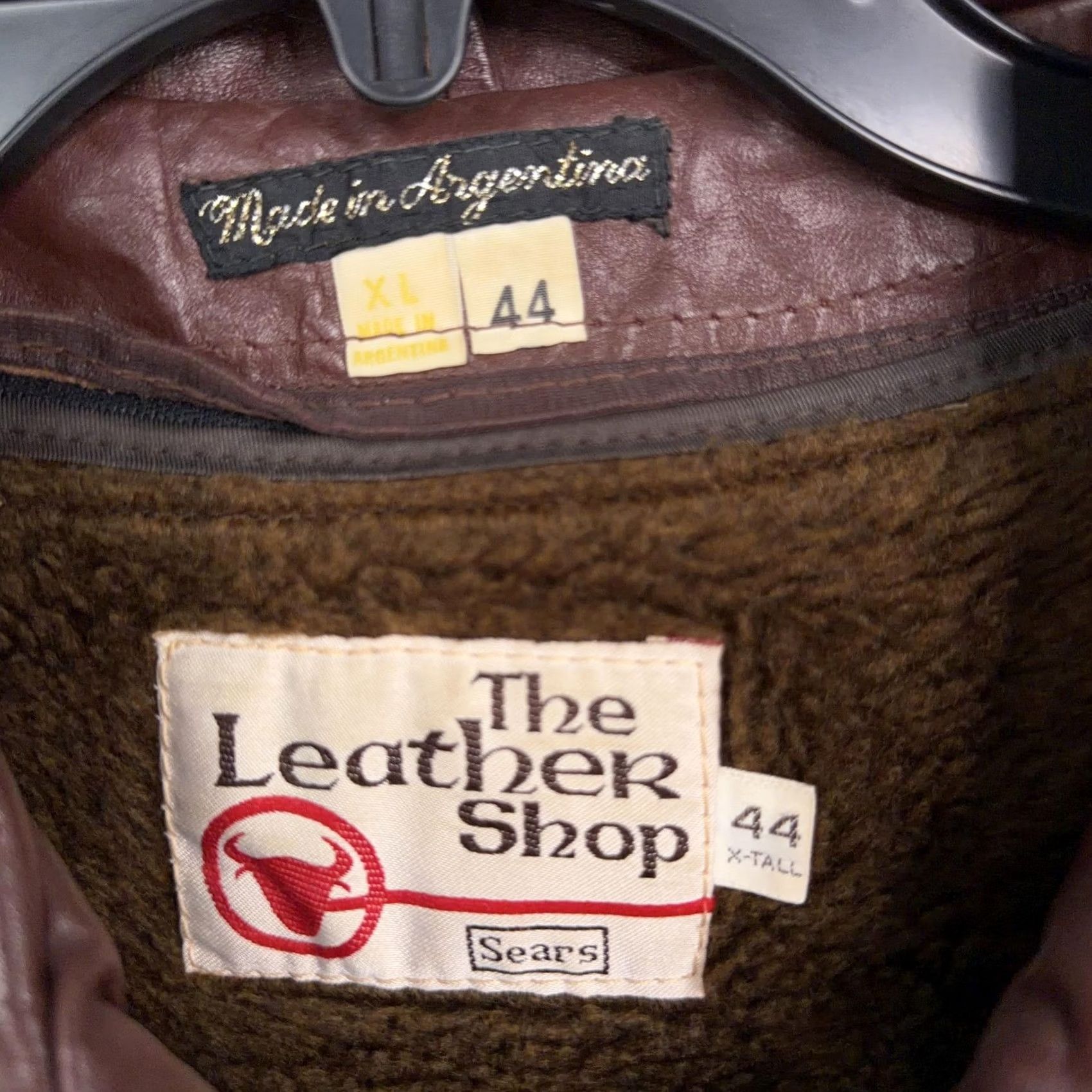 Sears VINTAGE The Leather Shop Jacket Mens 44 X-Tall Brown Leather Bomber Lined Sears 70s Size US S / EU 44-46 / 1 - 4 Thumbnail
