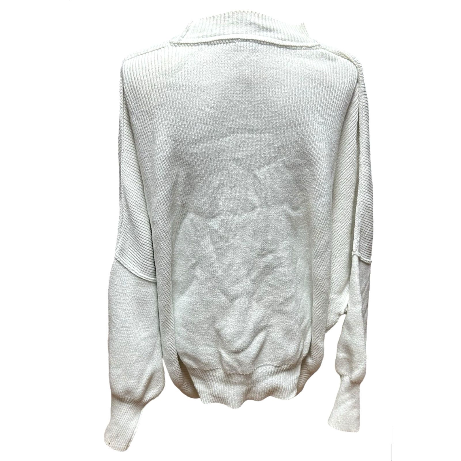 Free People Free People Womens Cotton Long Sleeve Cropped Boxy Sweater White Size Large Read Size L / US 10 / IT 46 - 6 Thumbnail
