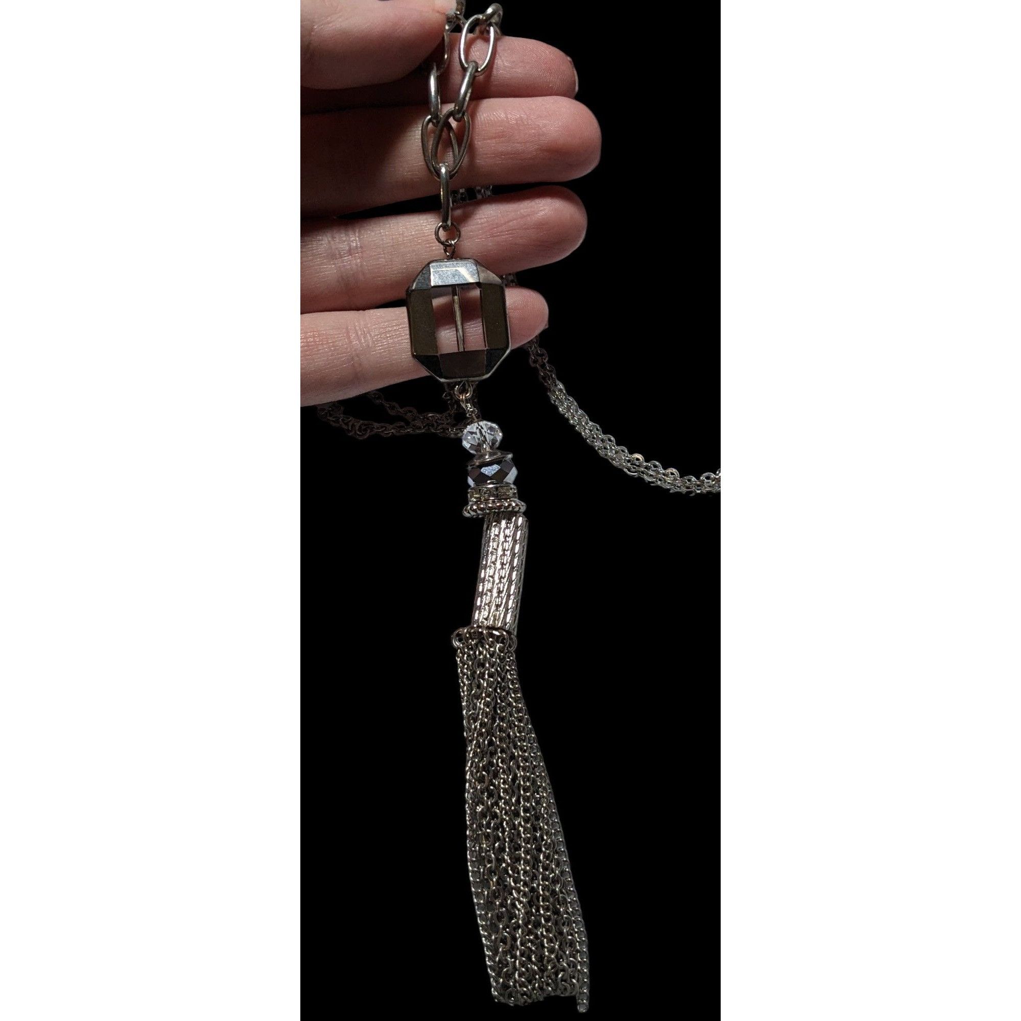 Other Y2K Glam Silver Abstract Tassel Necklace Size ONE SIZE - 3 Thumbnail