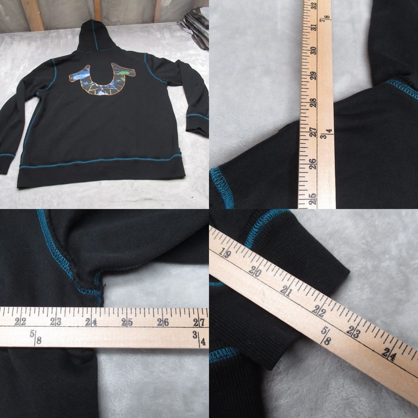 True Religion True Religion Hoodie Mens XL Black Full Zip Fleece Lined Graphic Sweatshirt Size US XL / EU 56 / 4 - 8 Thumbnail