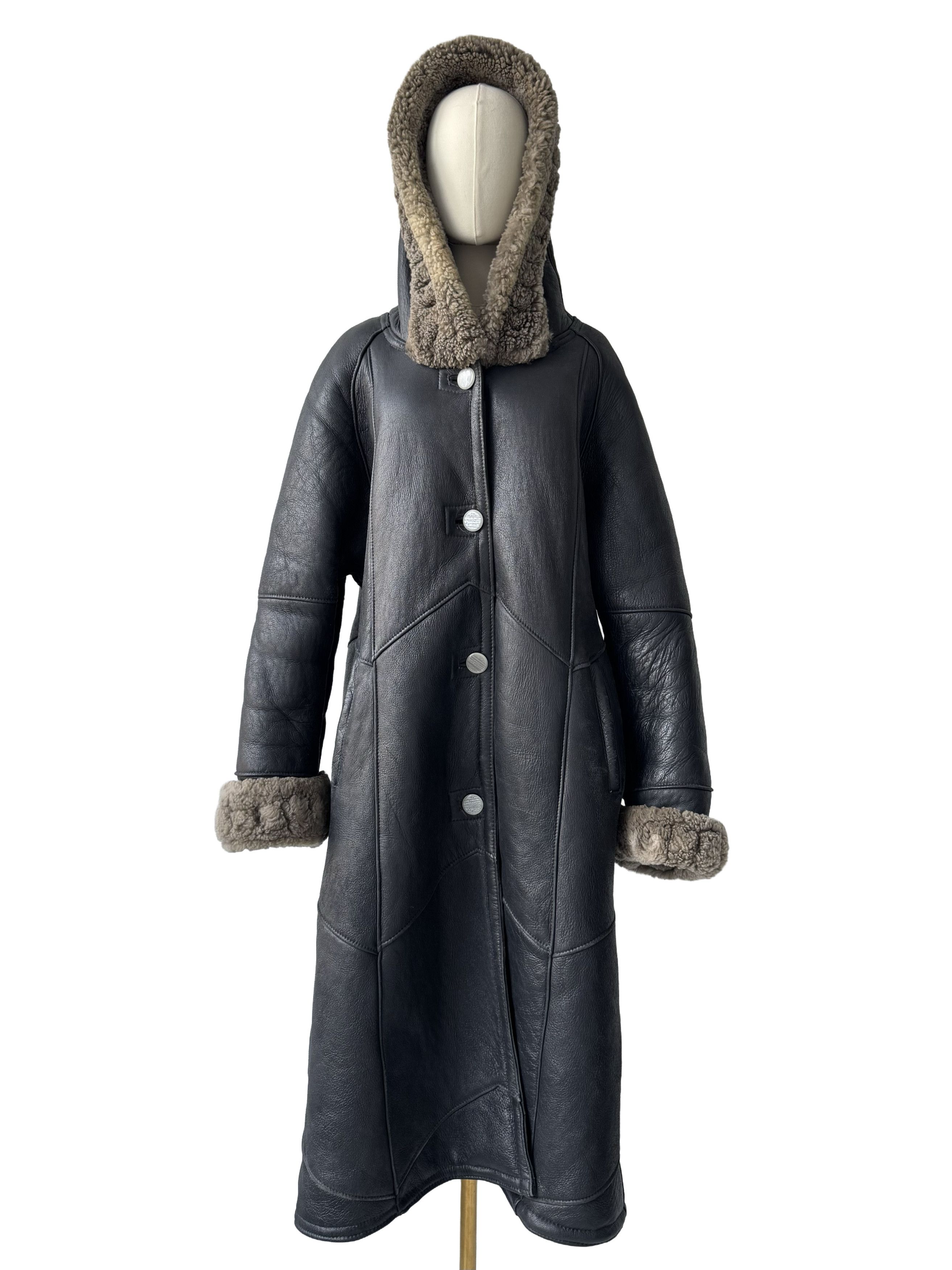 Vintage Vintage Real Sheepskin Hooded Coat Size L / US 10 / IT 46 - 3 Thumbnail