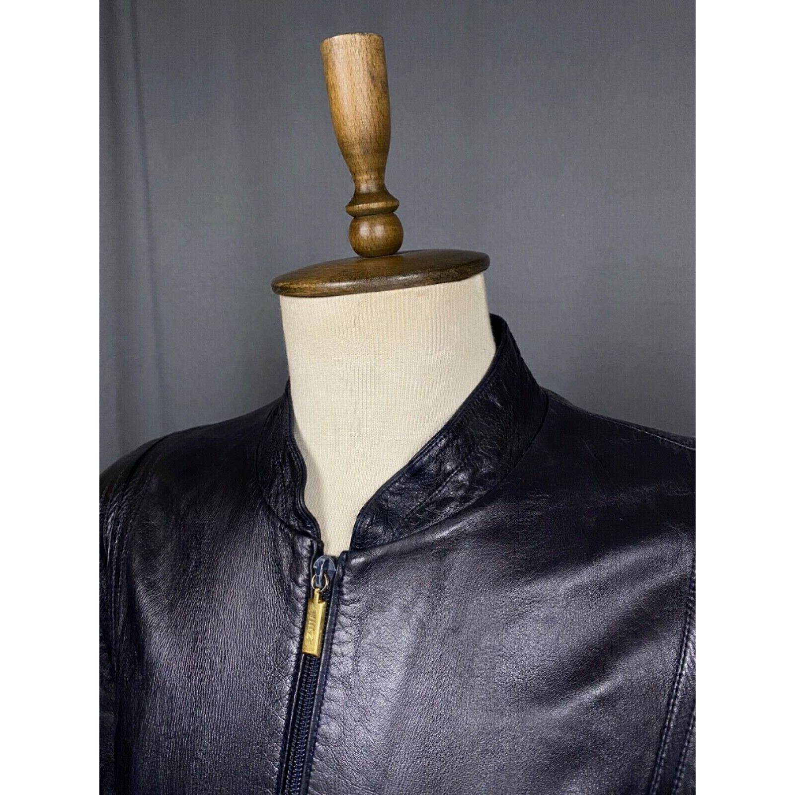 Zilli Zilli Men's Blue Leather Silk Paisley Lining Bomber Jacket S Size US L / EU 52-54 / 3 - 5 Thumbnail
