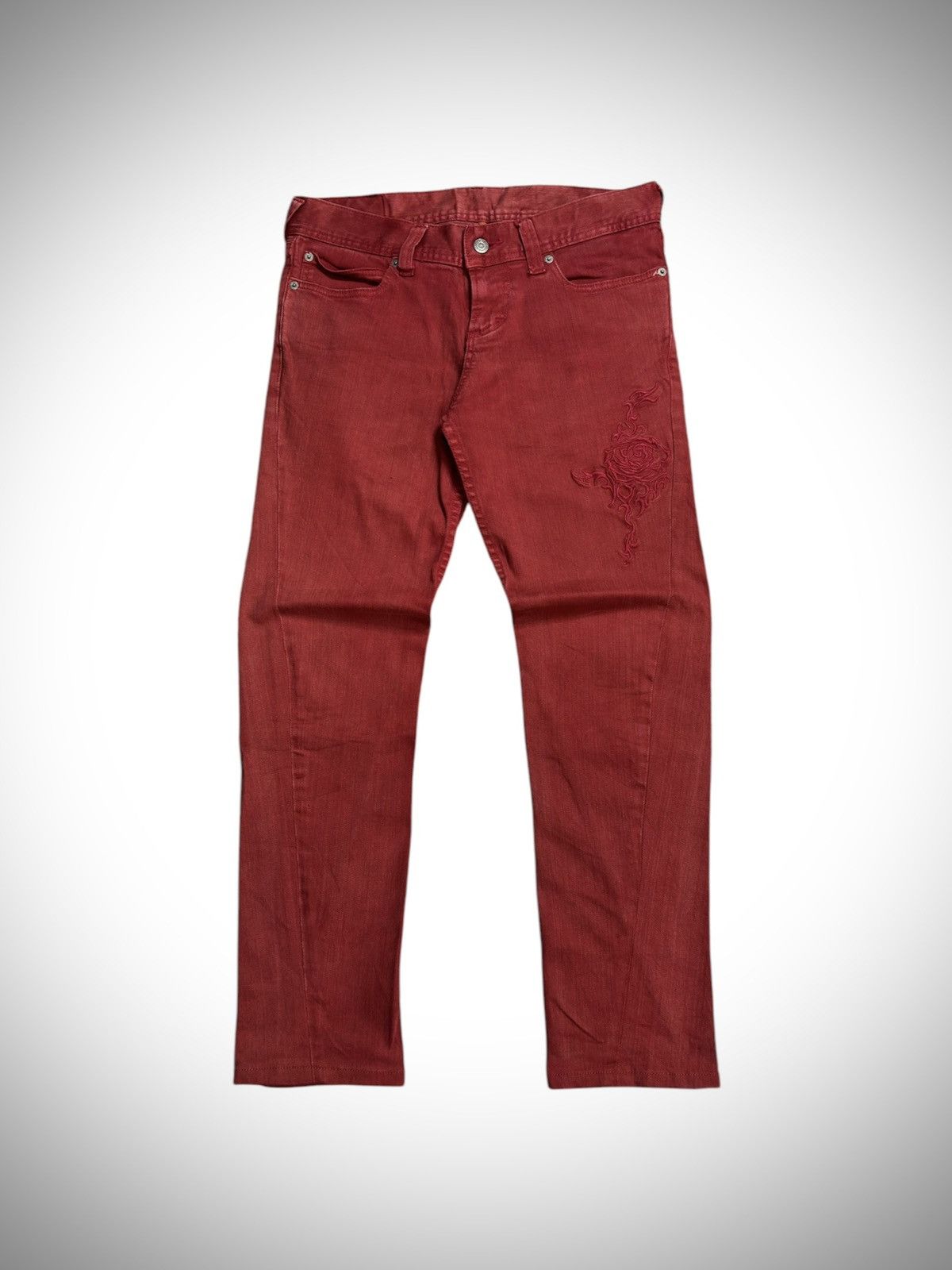Tornado Mart 2000’s Tornado Mart - Flower Maroon Jeans Size US 30 / EU 46 - 6 Thumbnail