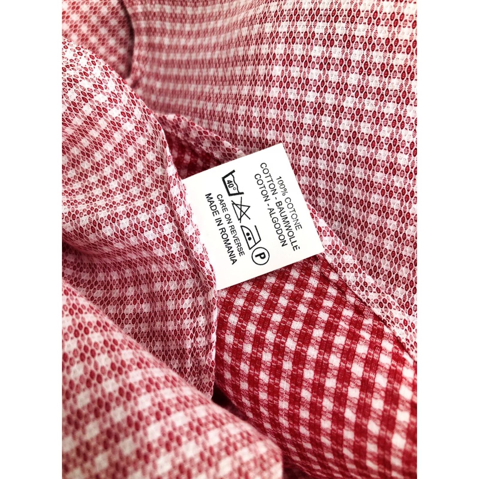Vintage BOGGI Milano - Slim Fit Mens 42/16.5 Plaid Checked Slightly Textured Shirt - Red/Pink/White Size US L / EU 52-54 / 3 - 5 Thumbnail