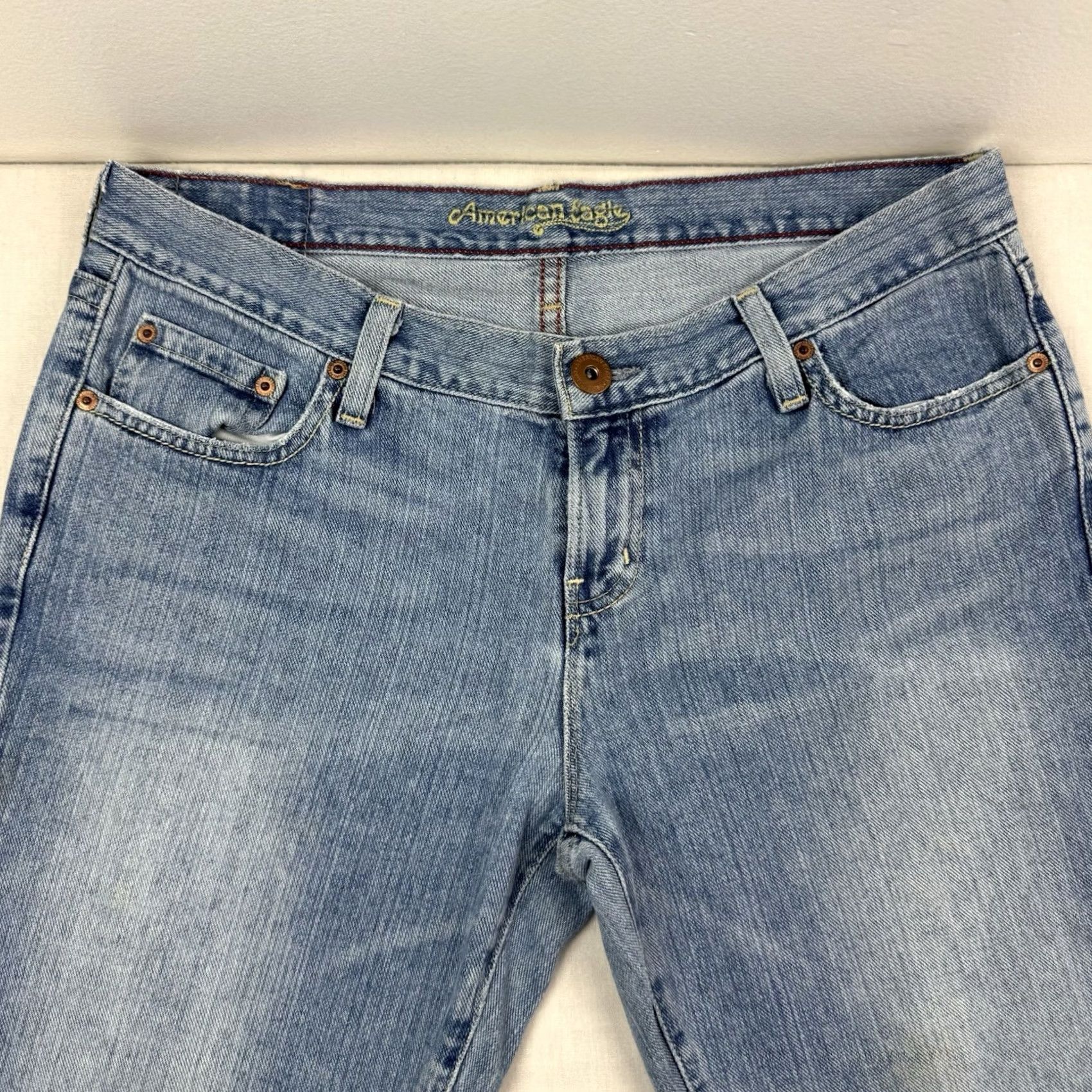 American Eagle Outfitters VINTAGE American Eagle Jeans Womens 12 Reg Hipster Fit Low Waist Flare Y2K 90s Blue Size 34" / US 12 / IT 48 - 2 Thumbnail