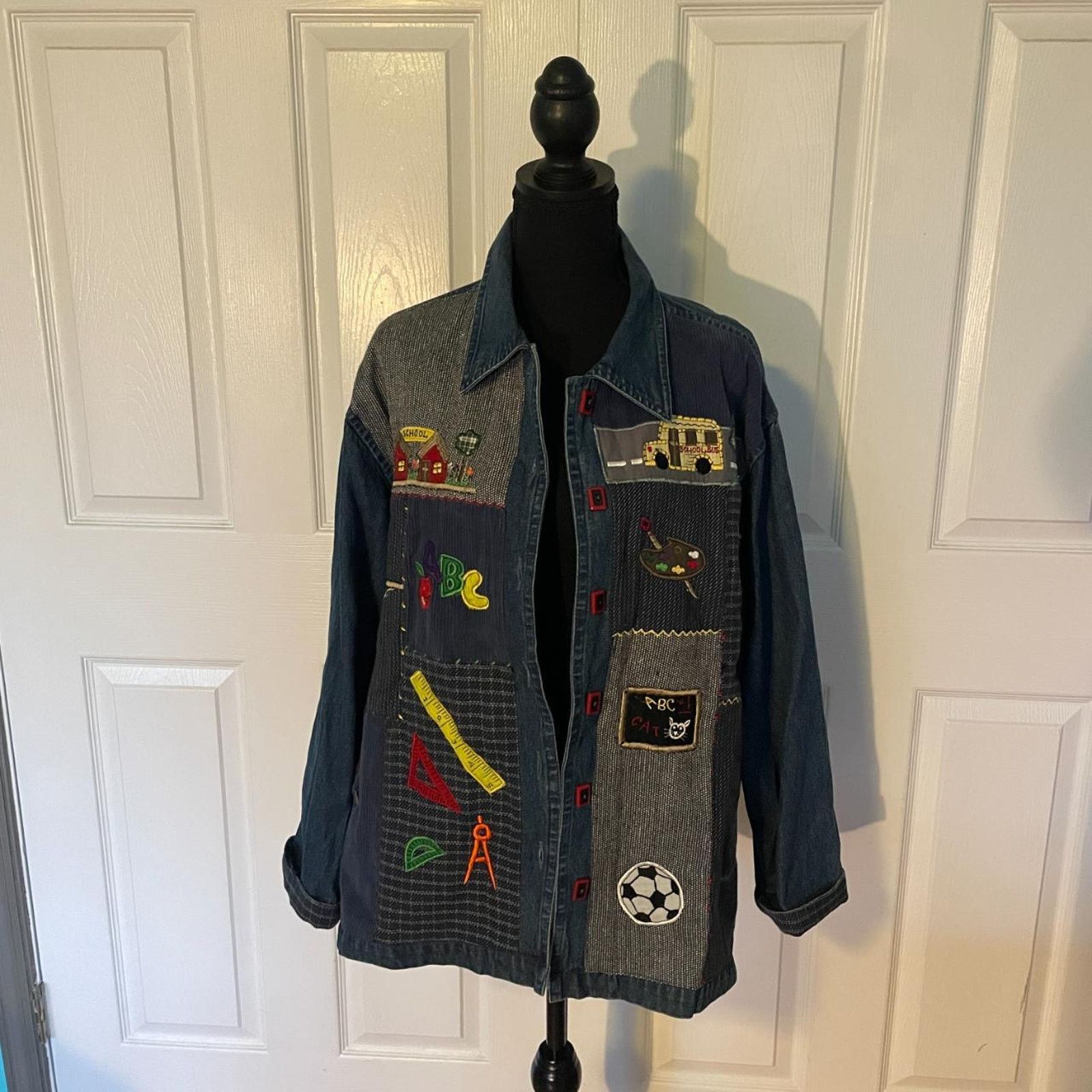 Vintage Vintage 80's Keren Hart Denim Jacket School Theme Size XXL / US 16-18 / IT 52-54 - 1 Thumbnail