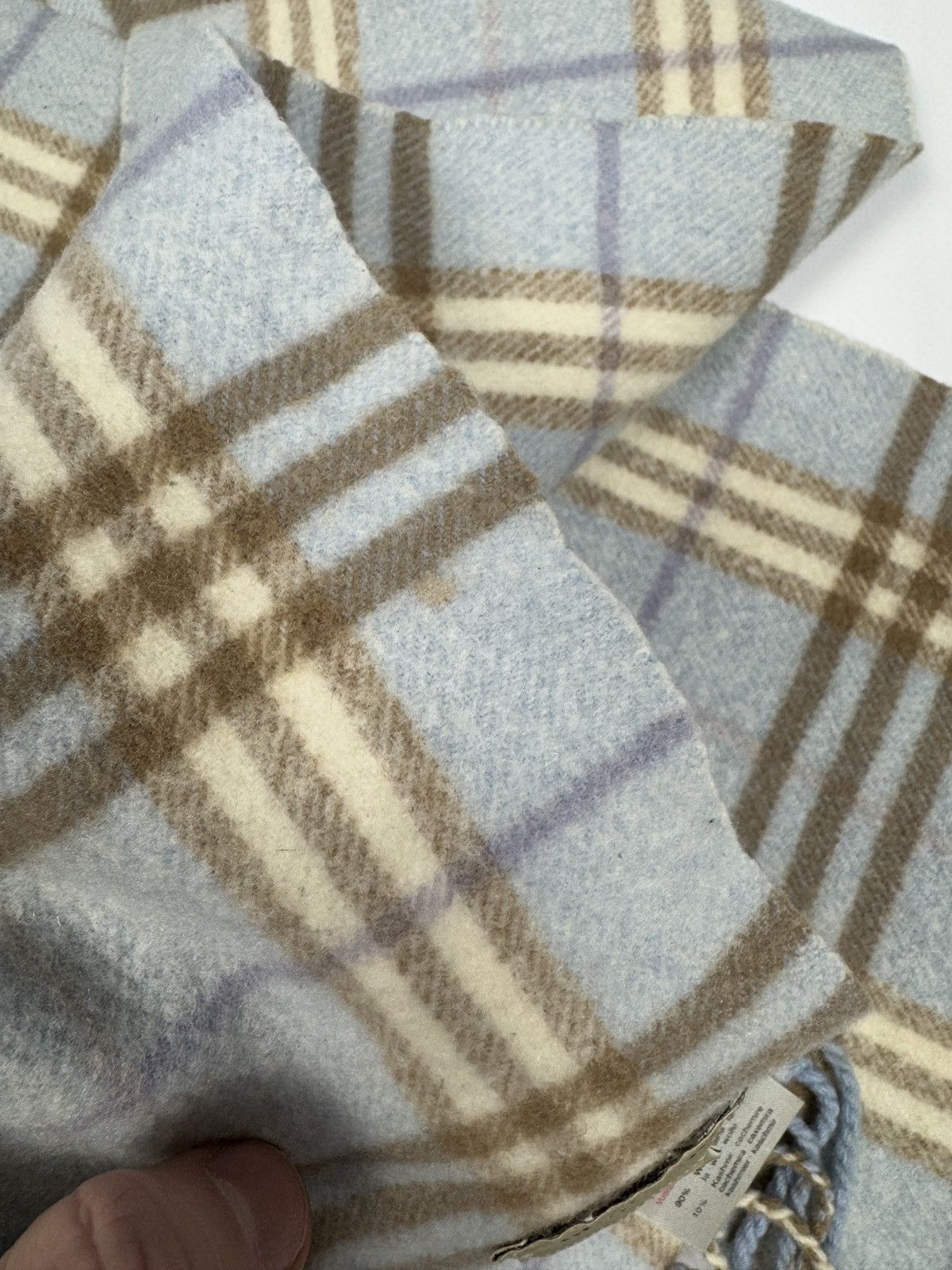 Burberry Burberry Checkered Scarf Baby Blue Size ONE SIZE - 3 Thumbnail