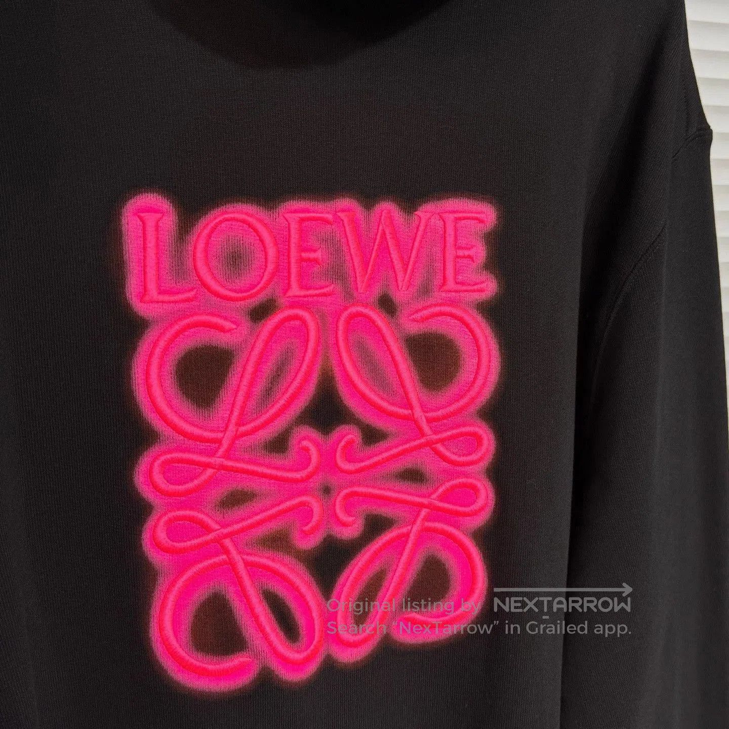 Loewe Loewe Black Hoodie Neon Pink Logo XL. Size US XL / EU 56 / 4 - 3 Thumbnail