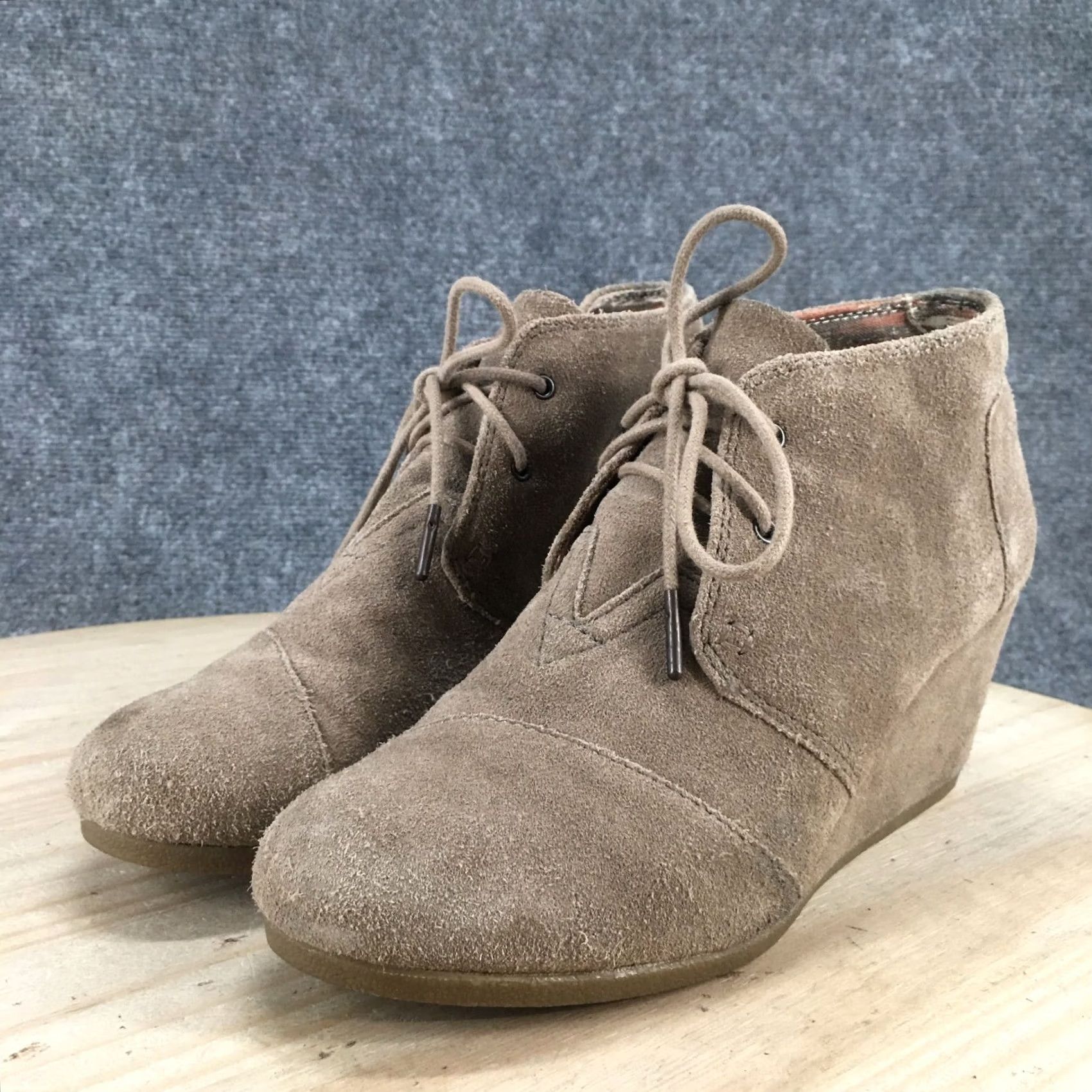 Toms Toms Ankle Booties Womens 10 Brown Kala Lace Up Wedge Heel Casual Leather Shoes 740817 Size US 10 / IT 40 - 7 Thumbnail
