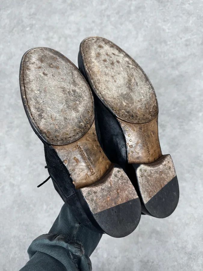Dolce & Gabbana 2000s Dolce & Gabbana Grey & Black Wrinkled Effect Leather Low Boots Size US 8 / EU 41 - 6 Thumbnail