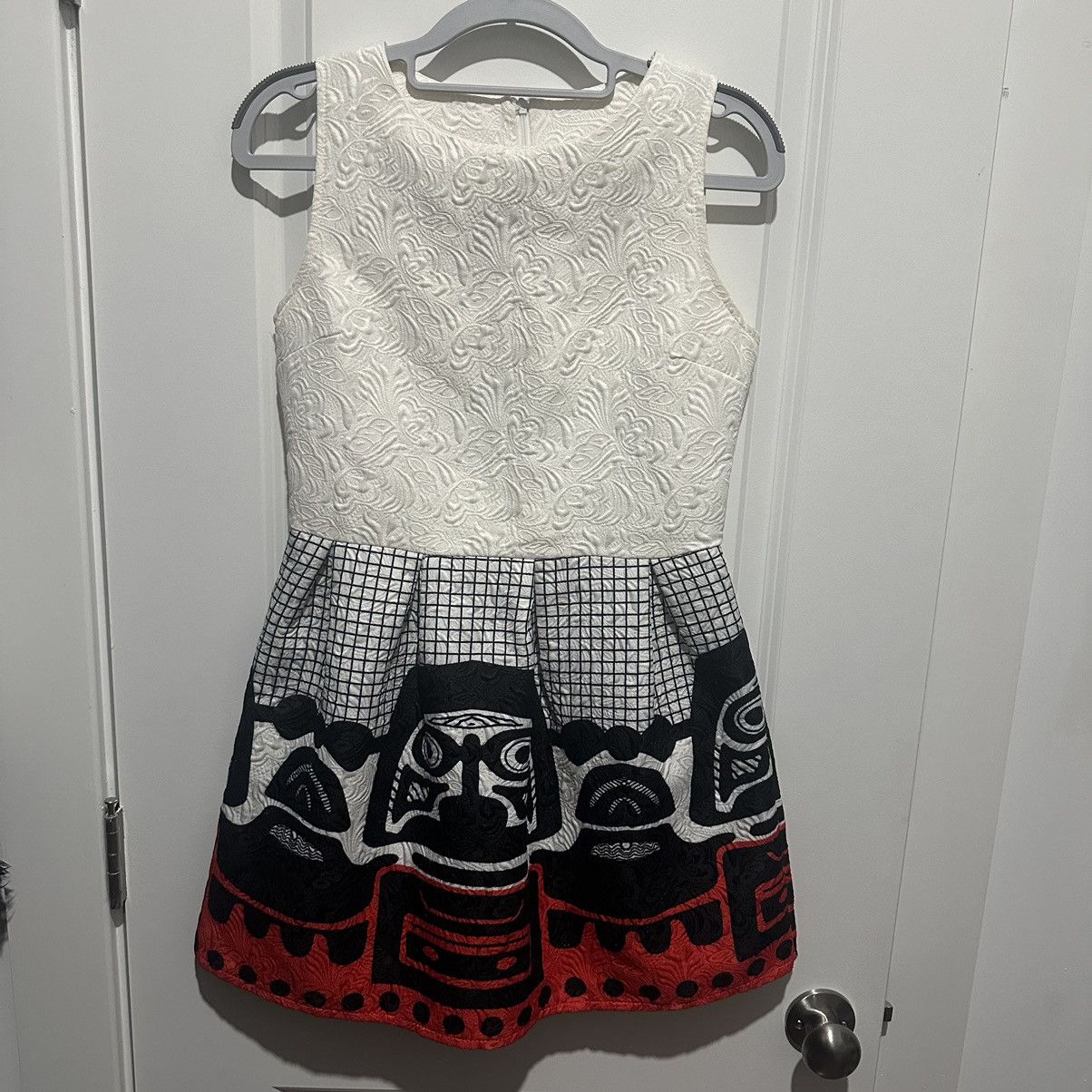 Other White & red round neck A line mini dress Size S / US 4 / IT 40 - 2 Thumbnail