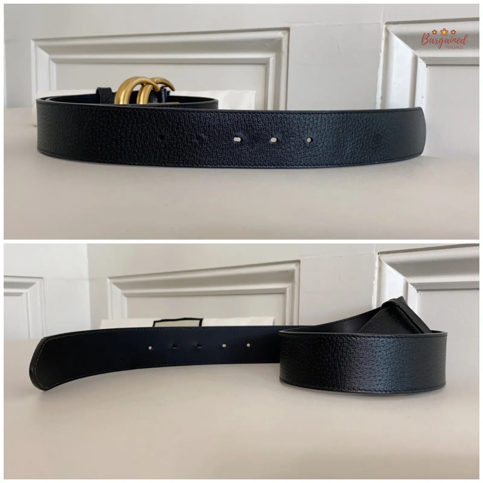 Gucci Gucci Textured Wide Leather Signature Double G Buckle Belt Size 28 - 7 Thumbnail