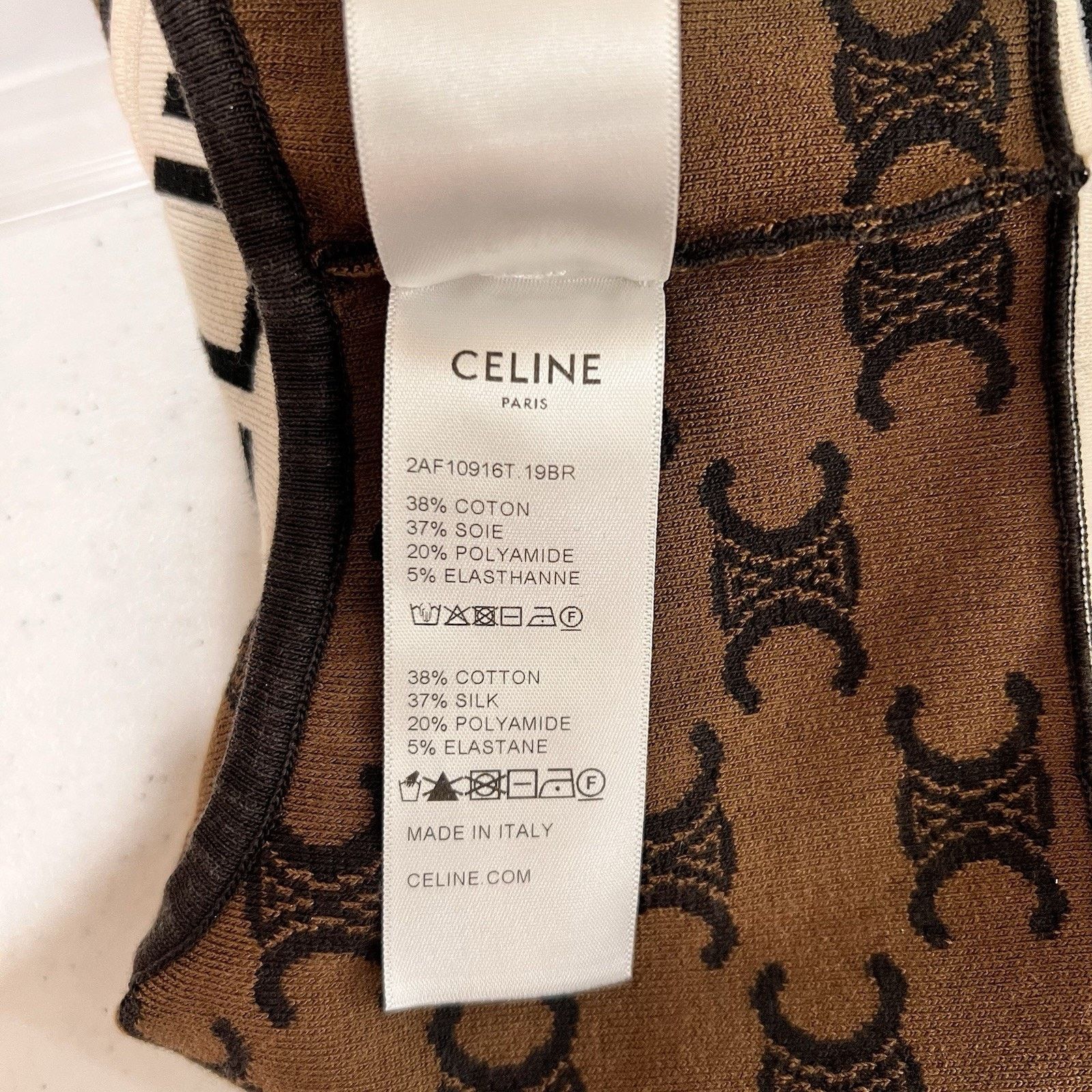 Celine Celine Monogram Crop Sports Bra Silk Cotton (M) Brown Size M / US 6-8 / IT 42-44 - 6 Thumbnail