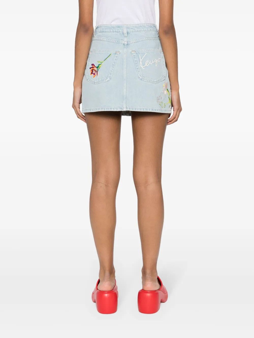 Kenzo o1y1025 Denim Mini Skirt in Blue Size 26" / US 2 / IT 38 - 3 Thumbnail