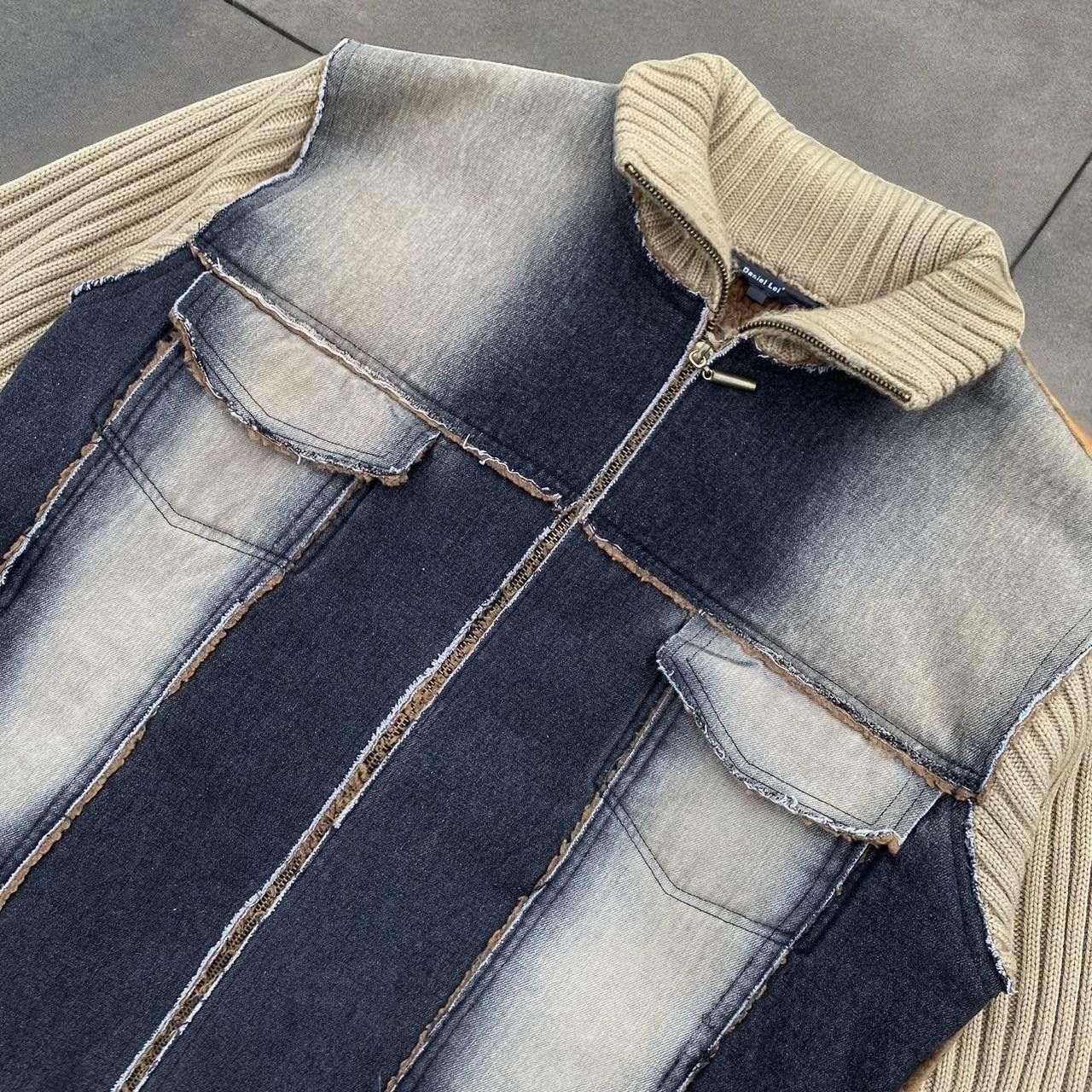Japanese Brand 00s Denim/Sweater Infused Jacket Navy XL Size US XL / EU 56 / 4 - 3 Thumbnail