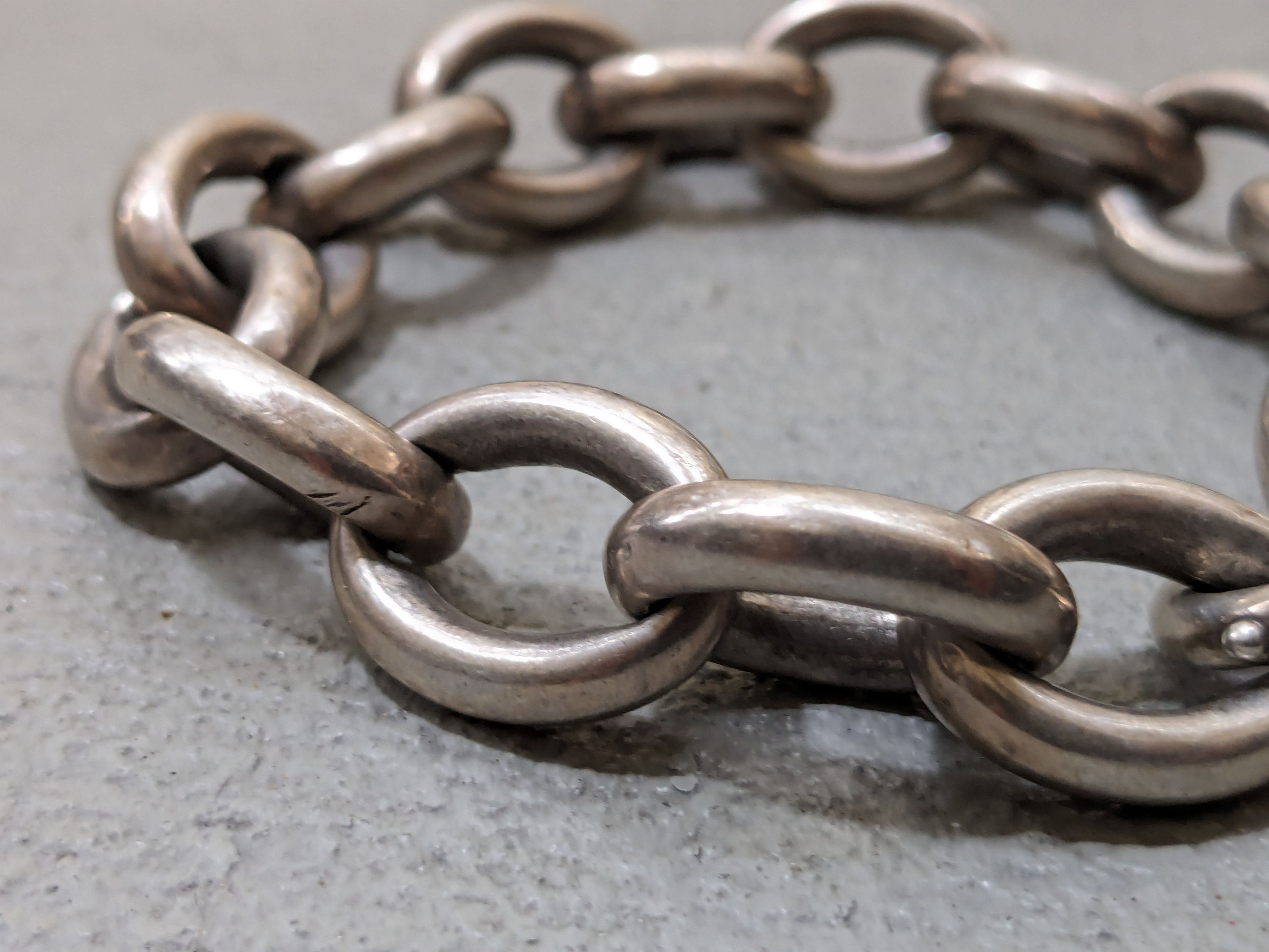 Other Vintage Sterling Silver Bracelet 9.5" Oval Chain Link 90s Size ONE SIZE - 11 Thumbnail
