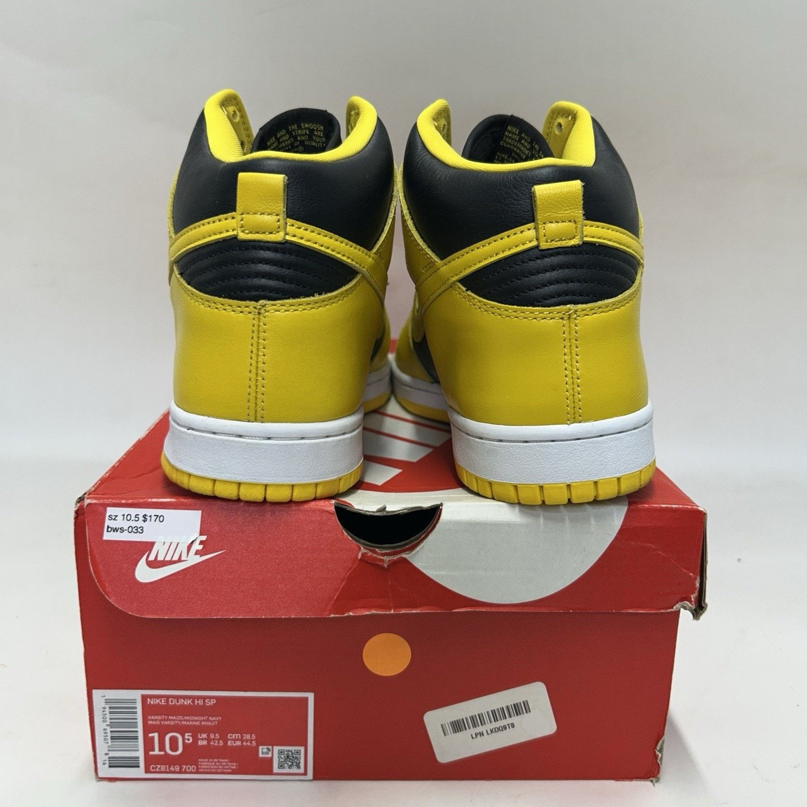 Nike Nike Dunk High SP “Iowa/Varsity Maize Black” CZ8149-002 Size US 10.5 / EU 43-44 - 5 Thumbnail