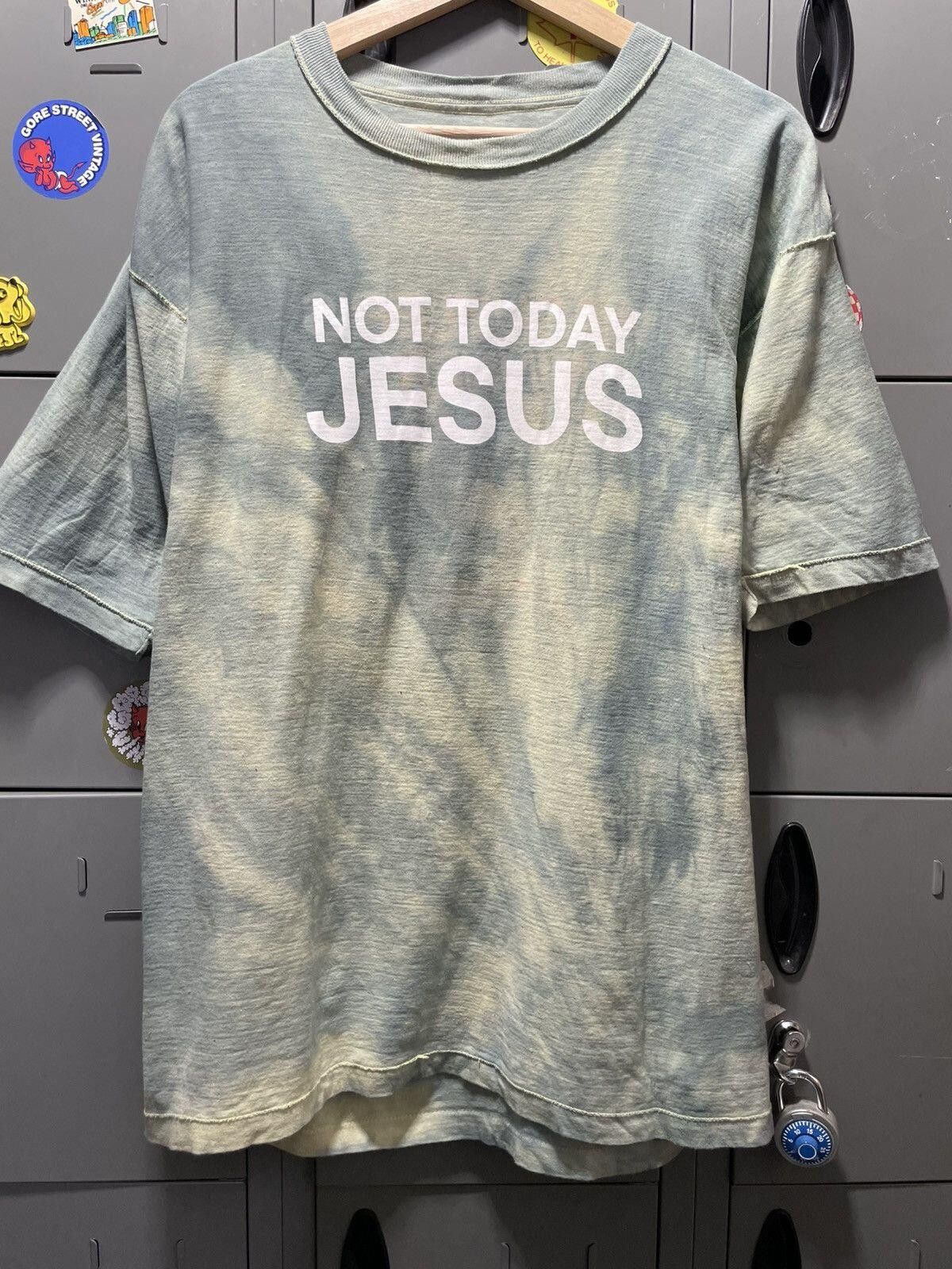 Vintage NOT TODAY JESUS print on 80s inside out tie dye tee Size US L / EU 52-54 / 3 - 1 Thumbnail