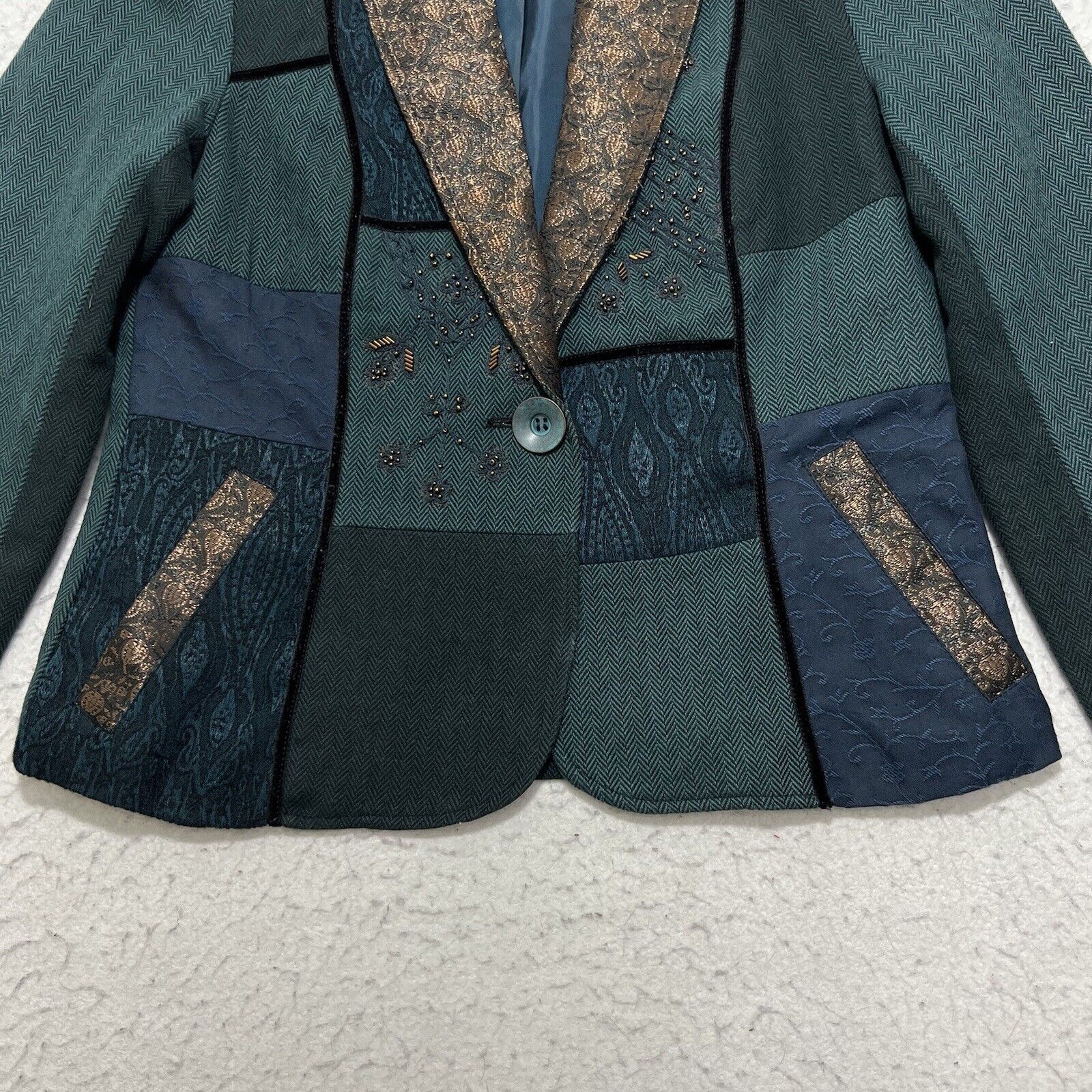 Coldwater Creek Coldwater Creek Teal Green Blazer Metallic Embroidery Jacket Size S / US 4 / IT 40 - 7 Thumbnail