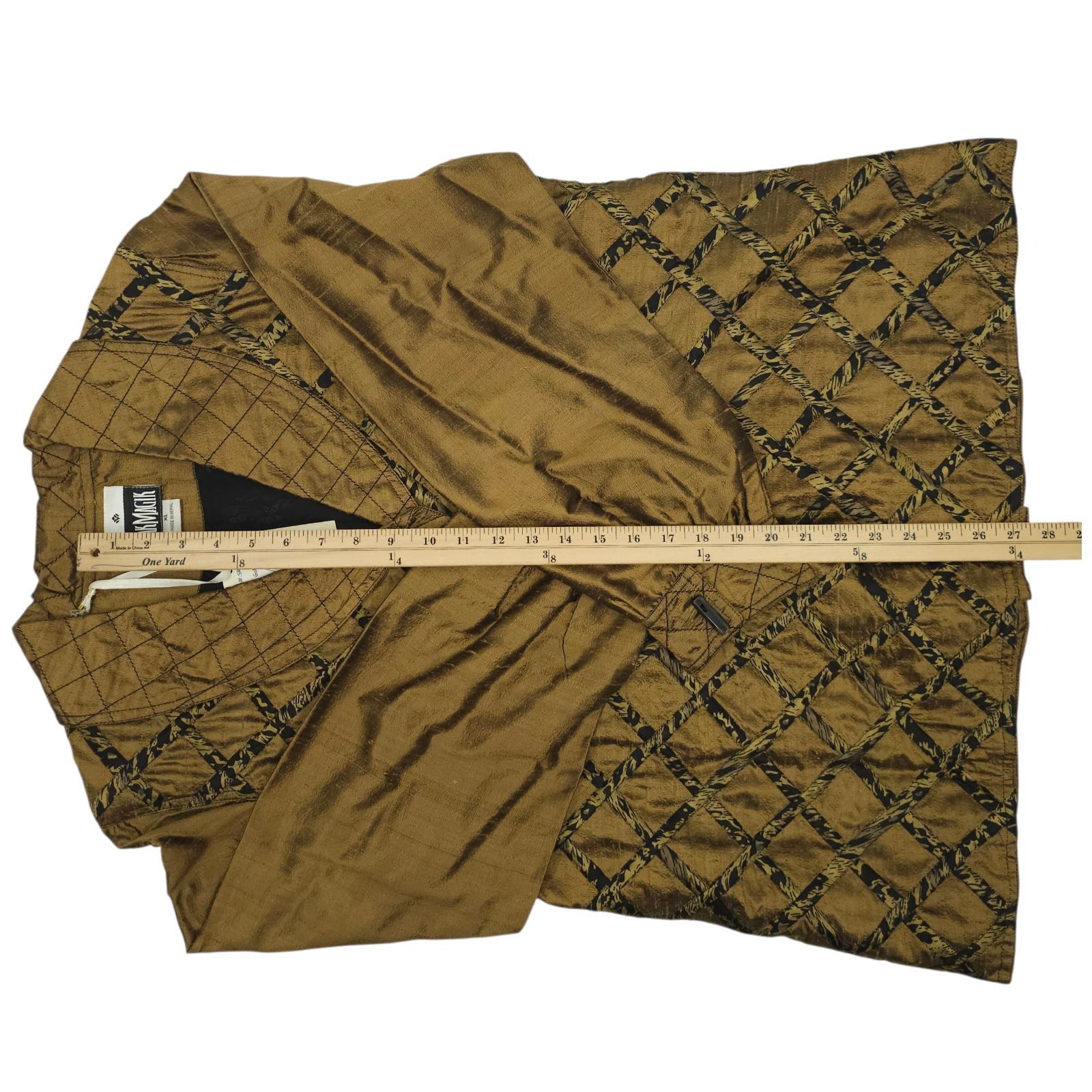 Other Yak Magik Silk Quilted Jacket XL Gold Bronze Lattice Toggle Size XL / US 12-14 / IT 48-50 - 5 Thumbnail