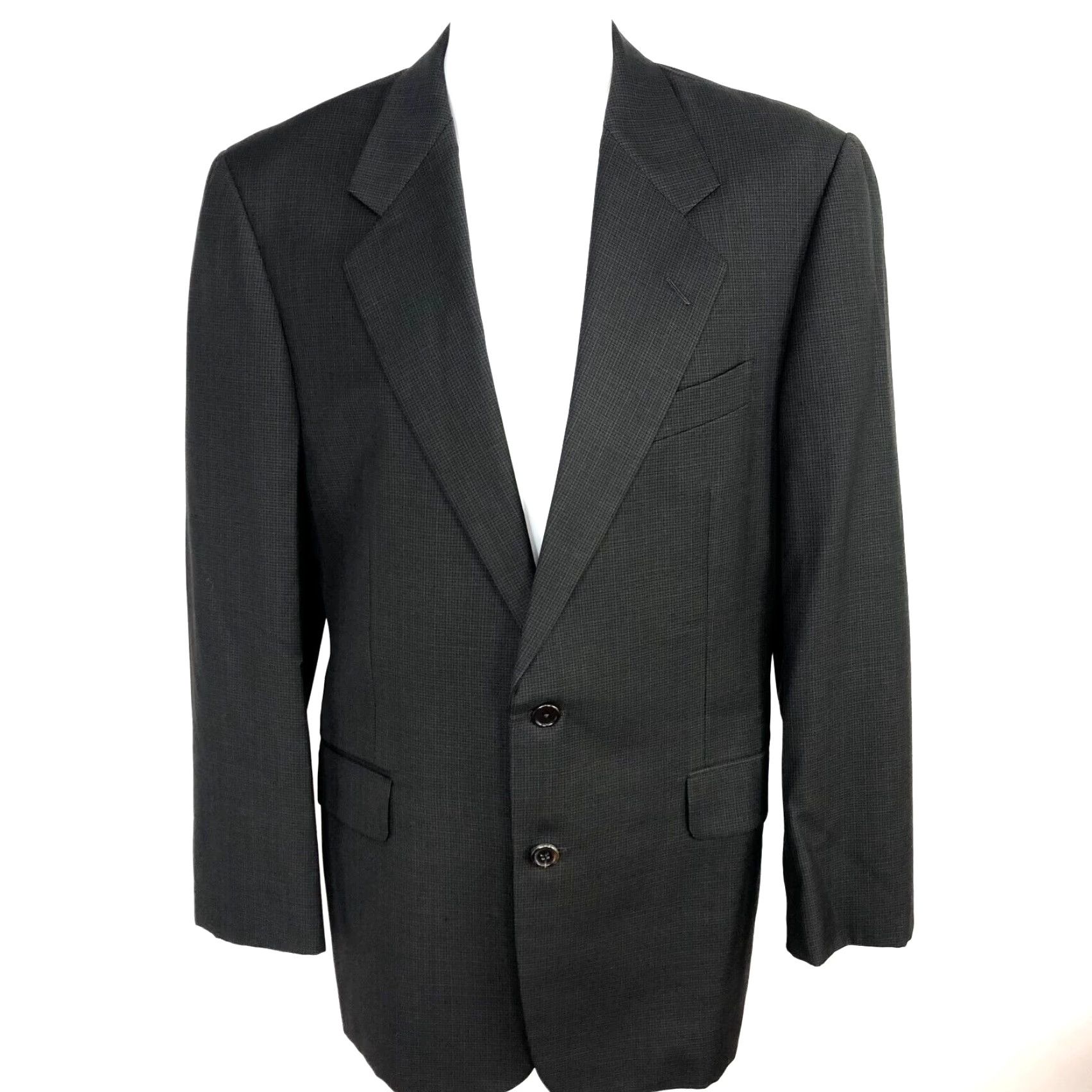 Loro Piana Hickey Freeman Sport Coat Jacket Tasmanian Ing. Loro Piana Super 120s 40R Wool Check Single-Breasted Notch Lapel, 4-Button Sleeve, Regular Fit Mens Size US XXS / EU 40 - 2 Thumbnail