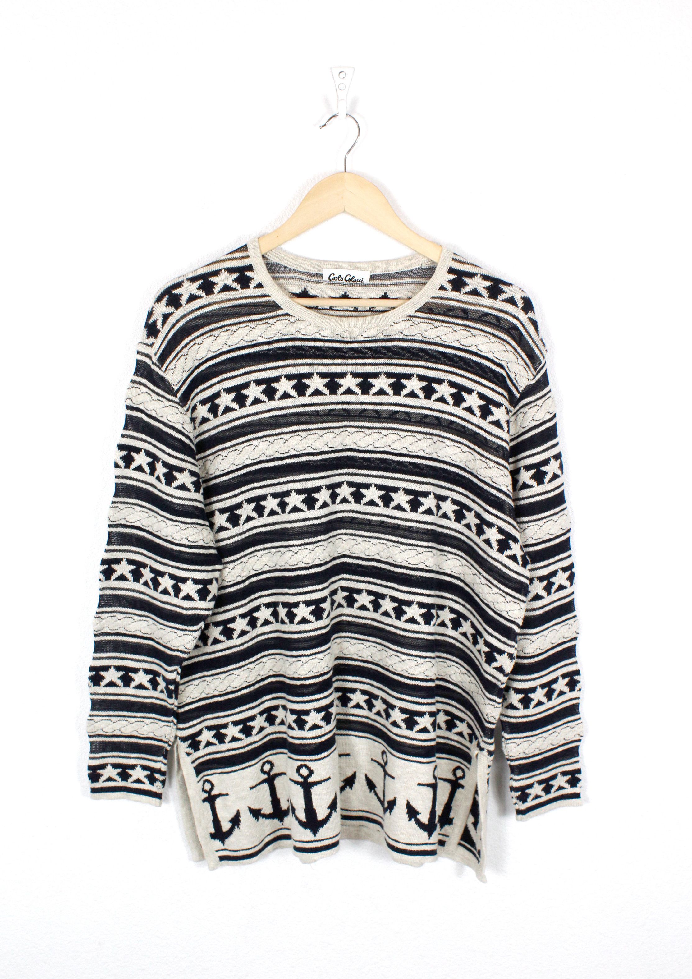Carlo Colucci × Coogi × Vintage Carlo Colucci Marine Sailor Star Knit Wool Sweater 46 Size US S / EU 44-46 / 1 - 1 Thumbnail
