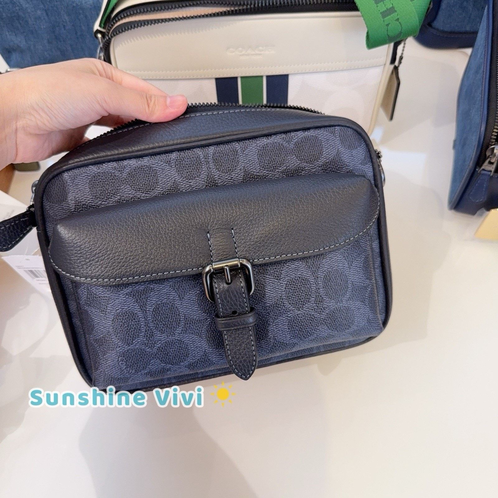 Coach NWT Coach Men Warner Crossbody Bag Denim/Midnight Navy CW217 Size ONE SIZE - 7 Thumbnail