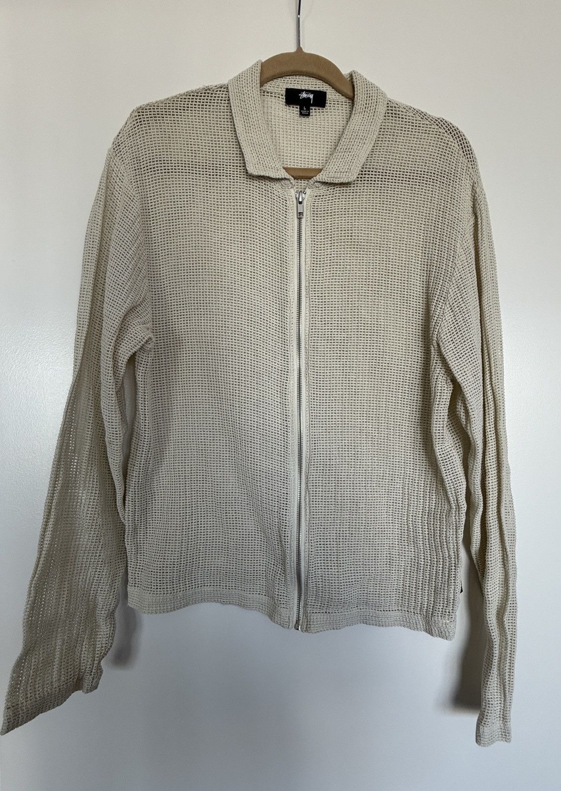 Stussy COTTON MESH ZIP LS SHIRT | Grailed