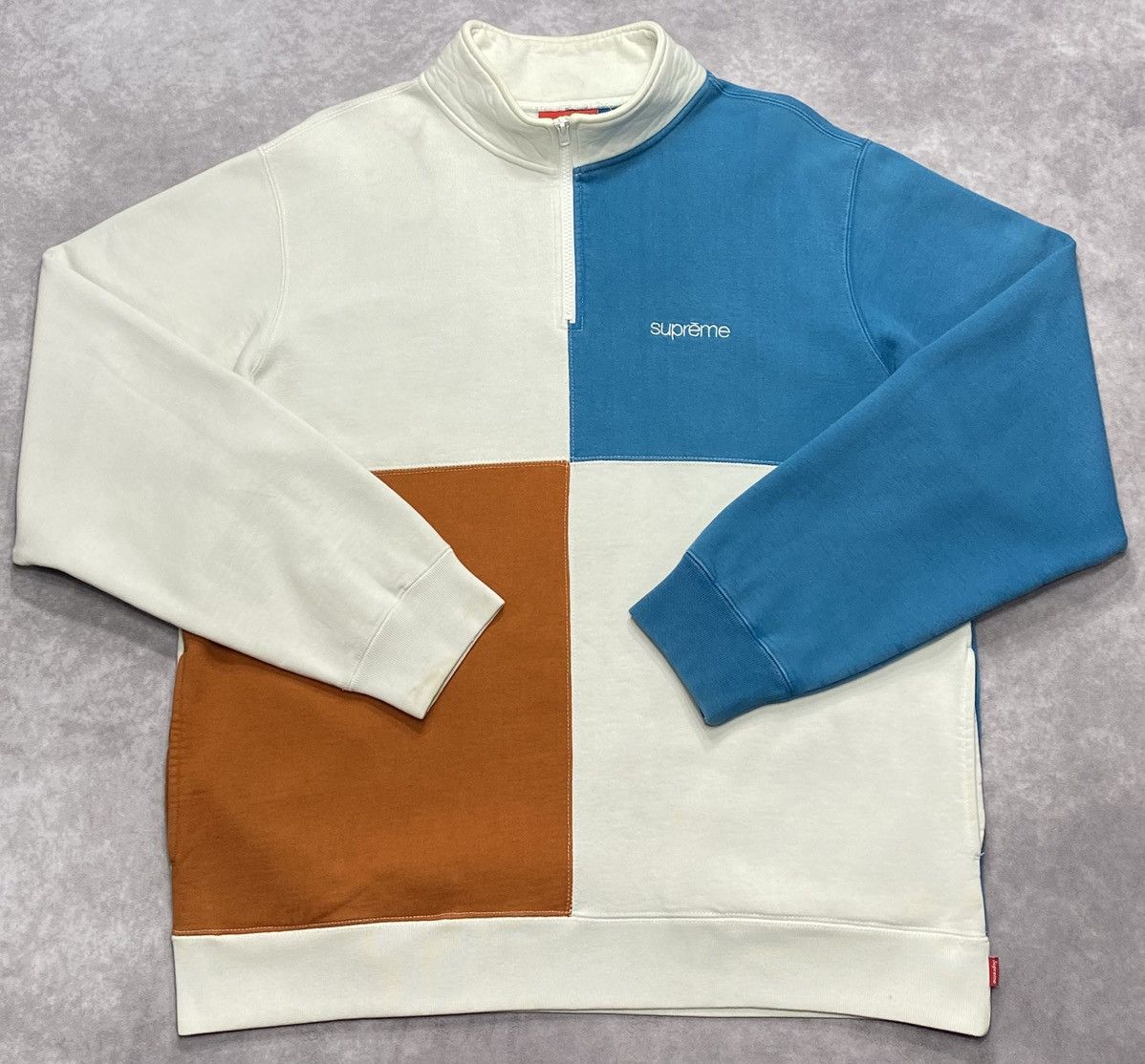 Supreme Supreme Color Block Half Zip Sweatshirt White Size US L / EU 52-54 / 3 - 1 Thumbnail