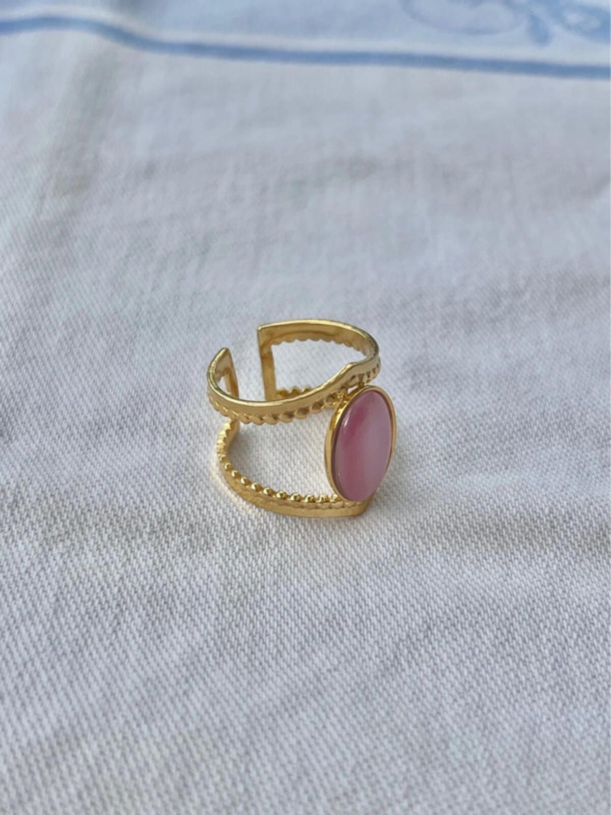 Other Gold plated pink oval chameleon gemstone vintage style ring Size ONE SIZE - 2 Thumbnail