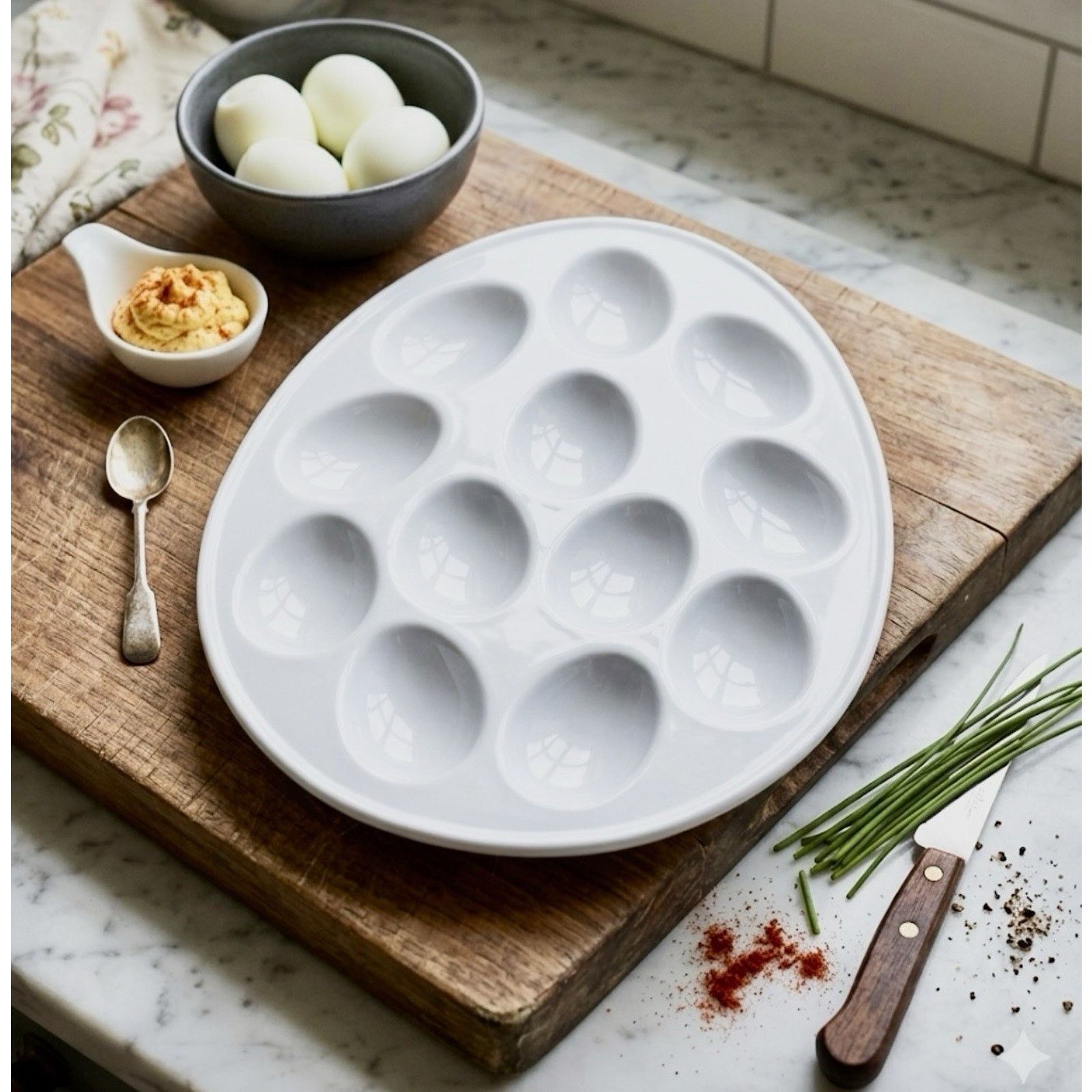 Other Bia Cordon Bleu Egg Dish White Deviled Egg Serving Plate Size ONE SIZE - 1 Thumbnail