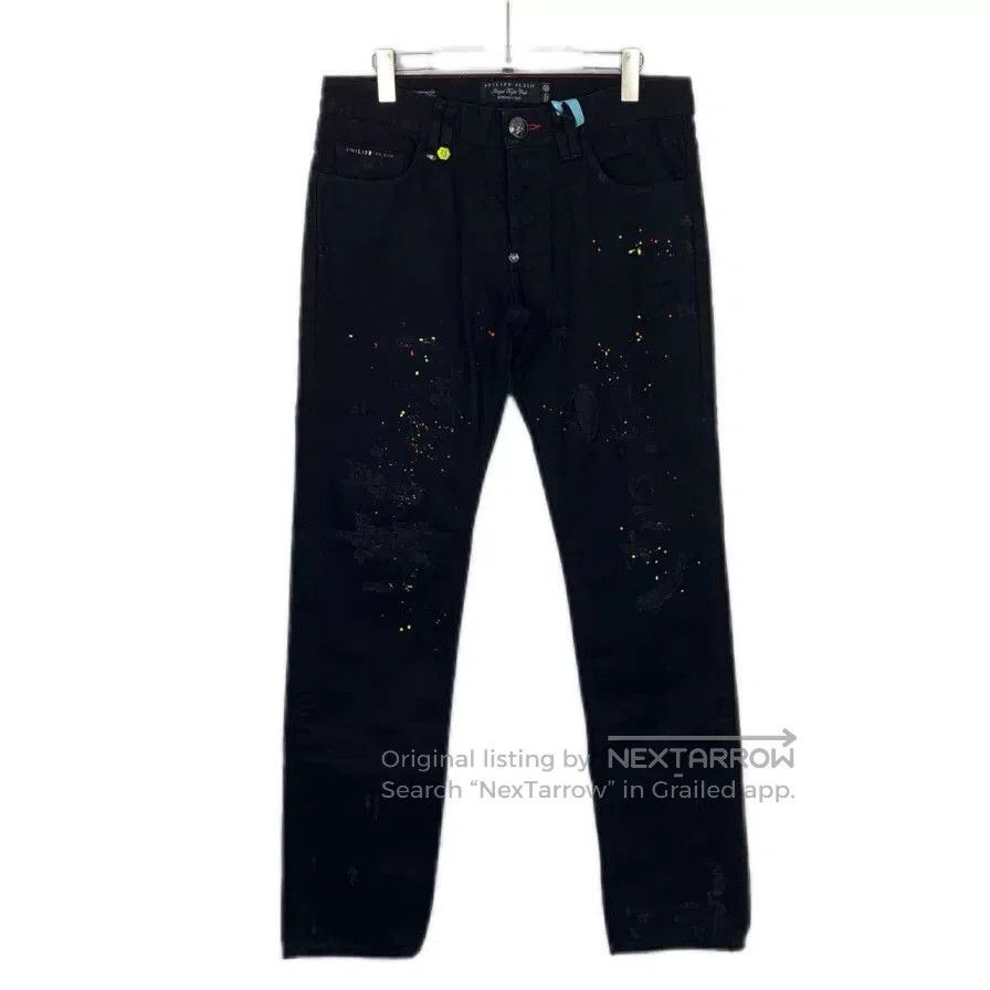 Philipp Plein Philipp Plein Black Paint Cotton Straight Jeans. Size US 32 / EU 48 - 1 Thumbnail