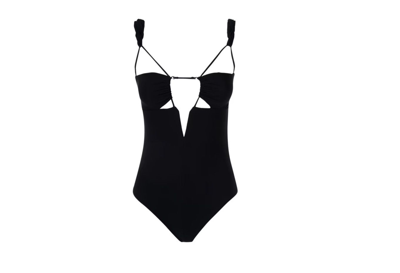 Nensi Dojaka Black Gathered Bra One Piece Swimsuit Size S / US 4 / IT 40 - 2 Thumbnail